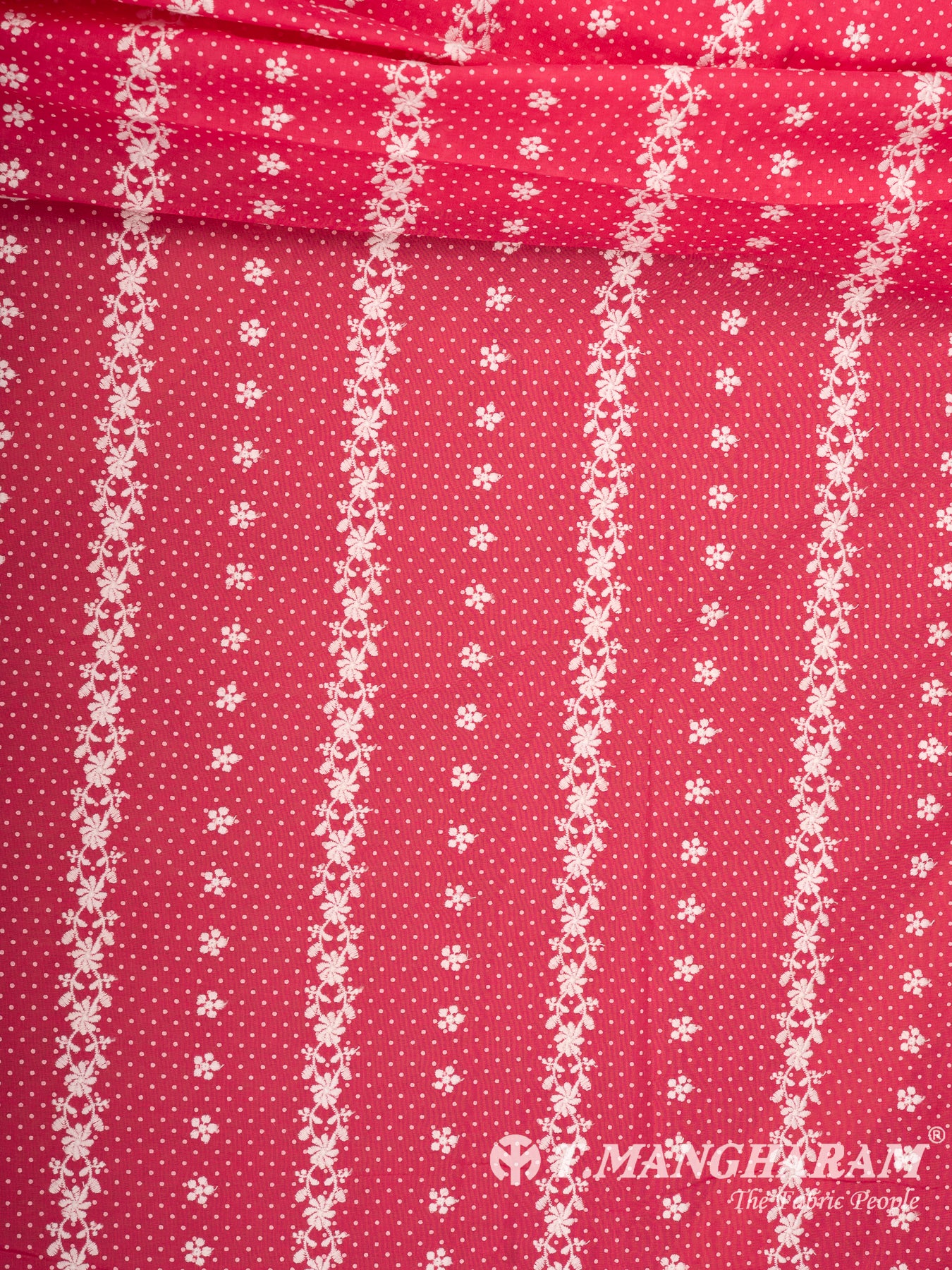 Pink Cotton Embroidery Fabric - EC14908