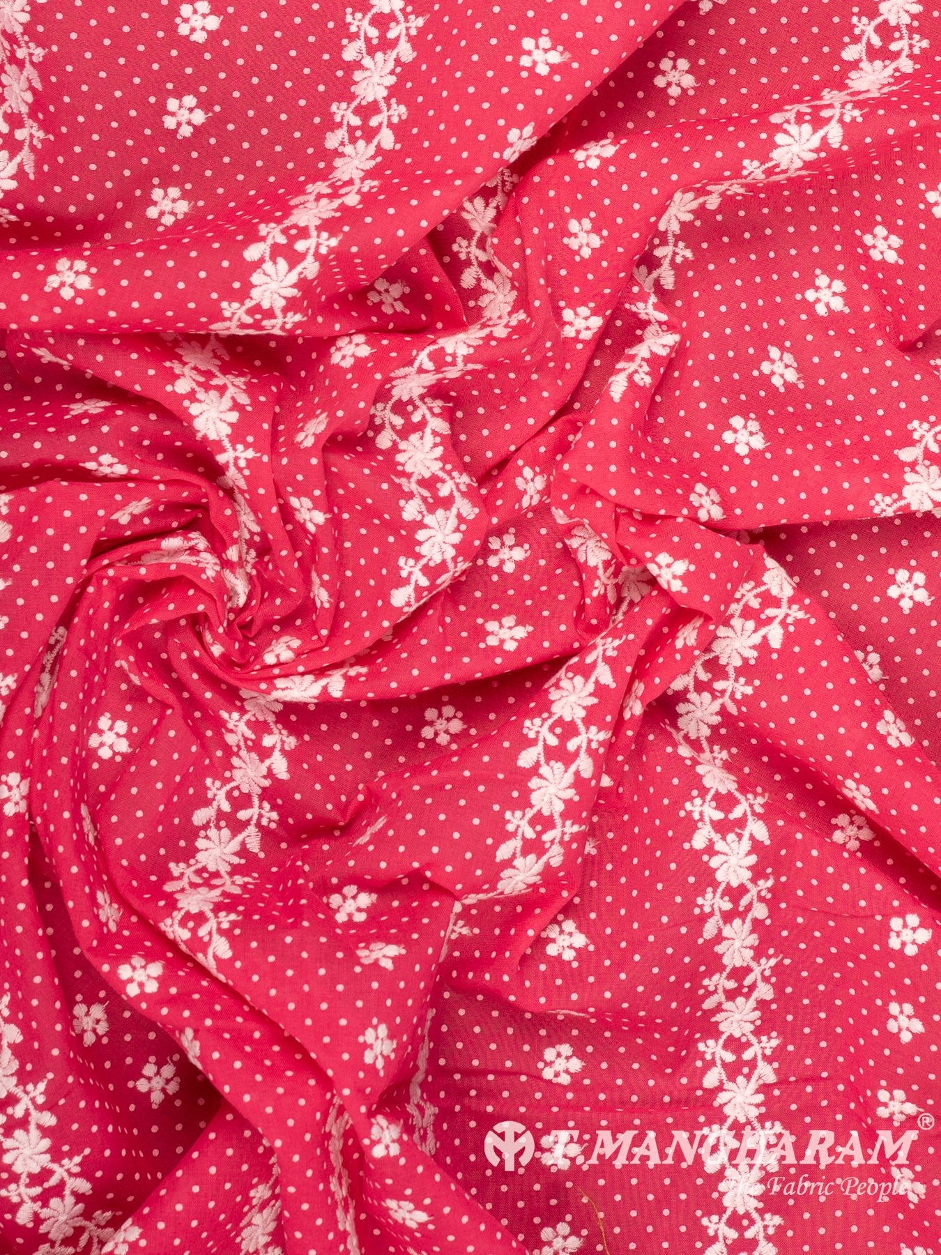 Pink Cotton Embroidery Fabric - EC14908