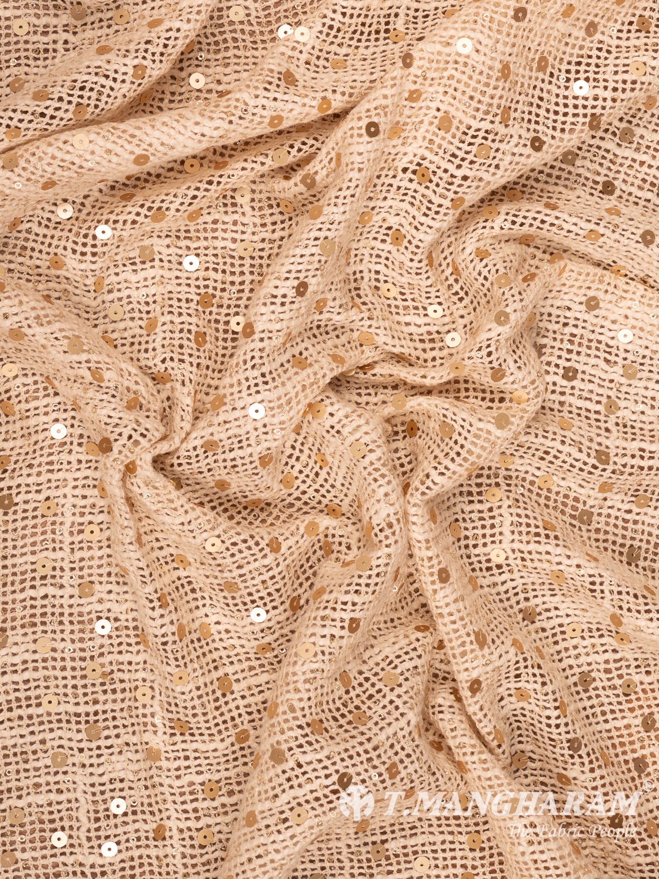 Beige Cotton Embroidery Fabric - EB11381
