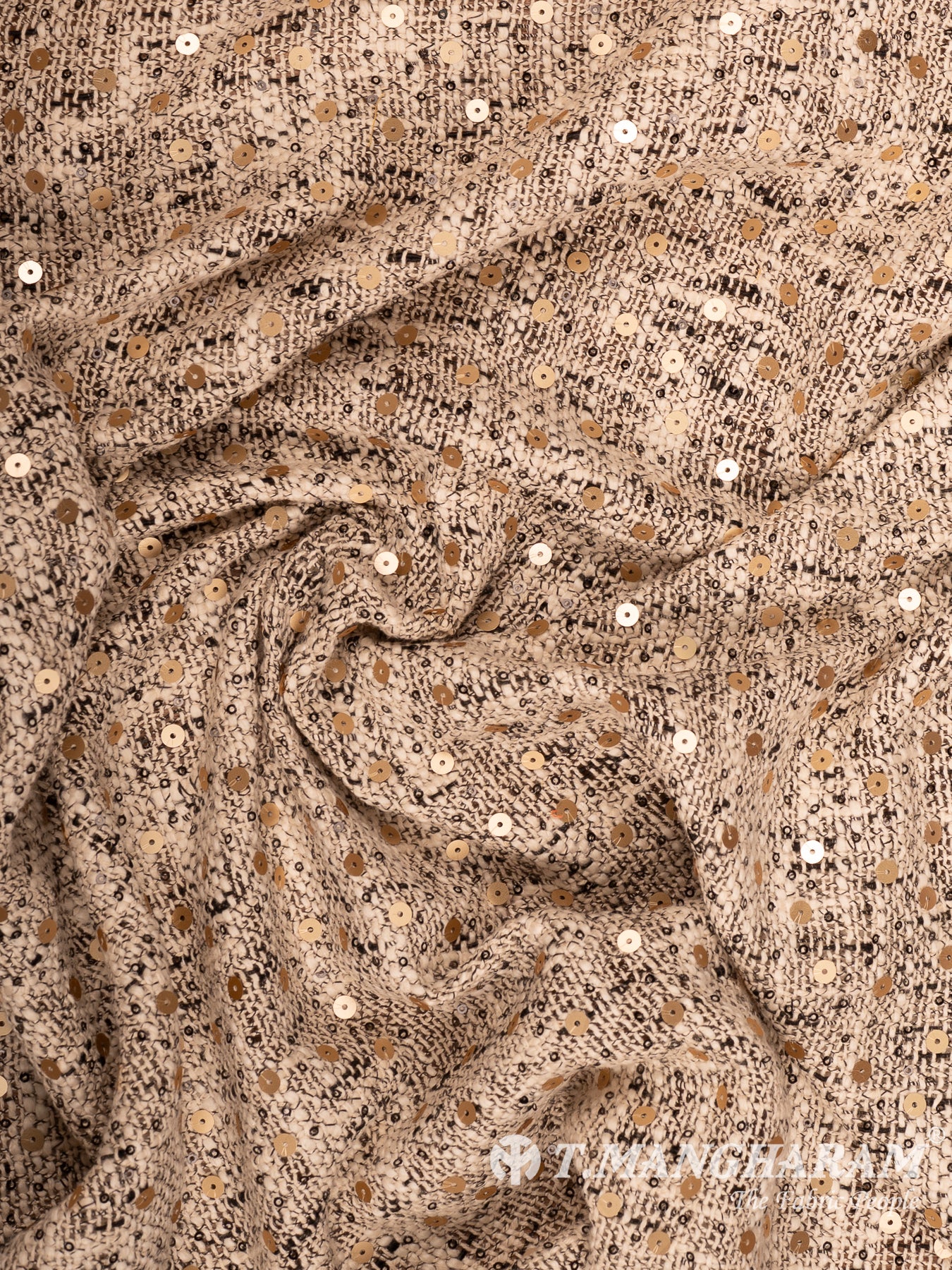 Beige Cotton Embroidery Fabric - EC14972