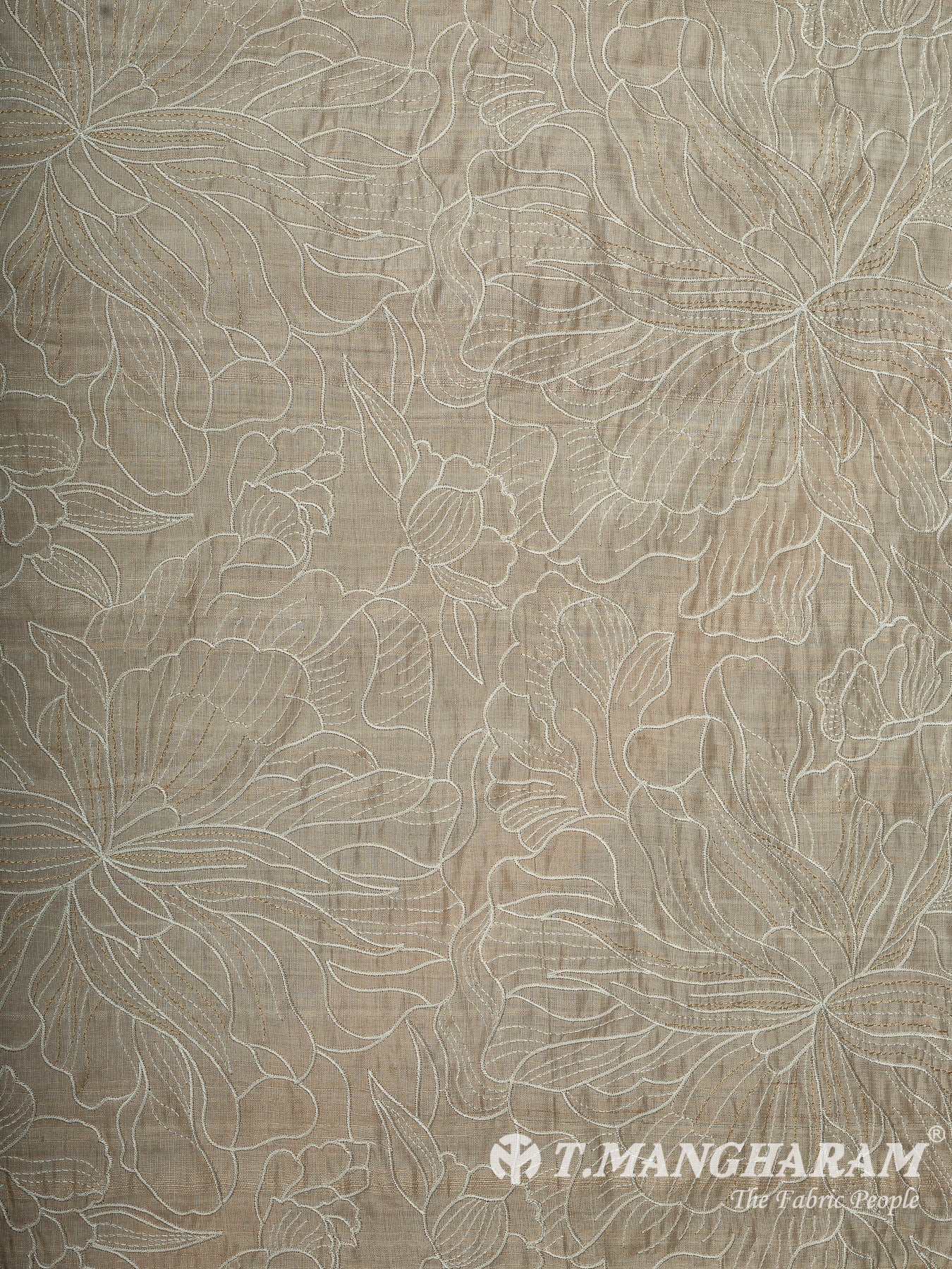 Cream Semi Tussar Silk Fabric - EB11317