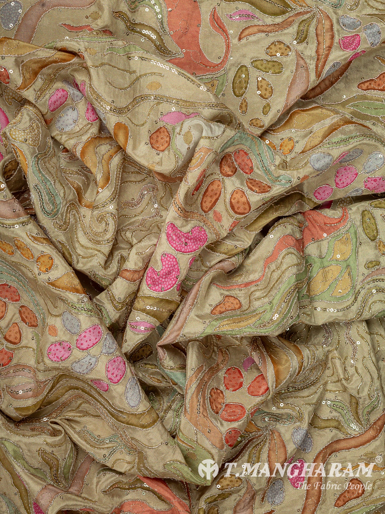 Green Crepe Embroidery Fabric - EB11167