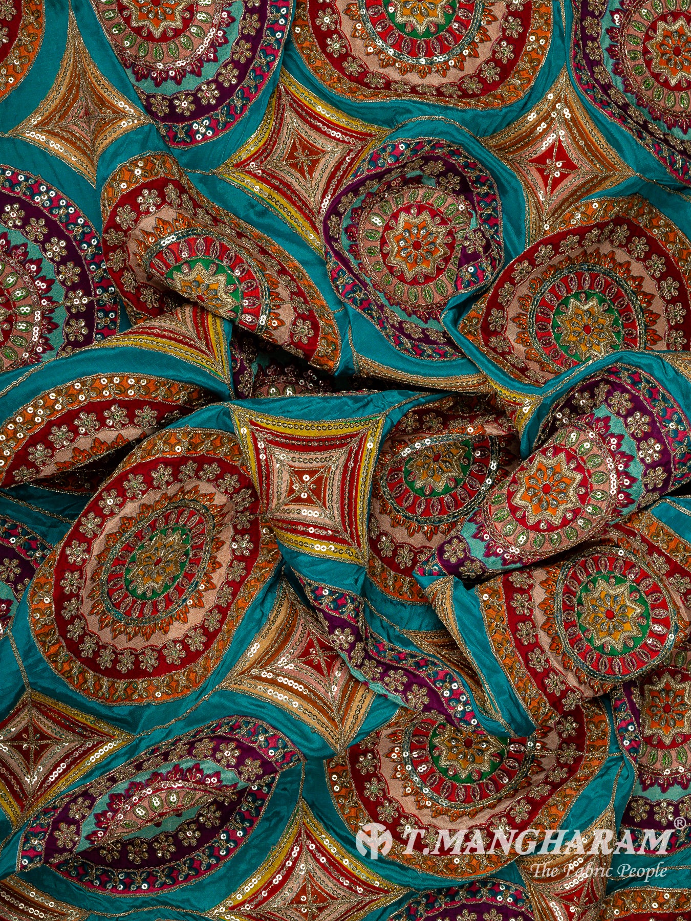 Green Crepe Embroidery Fabric - EC14242