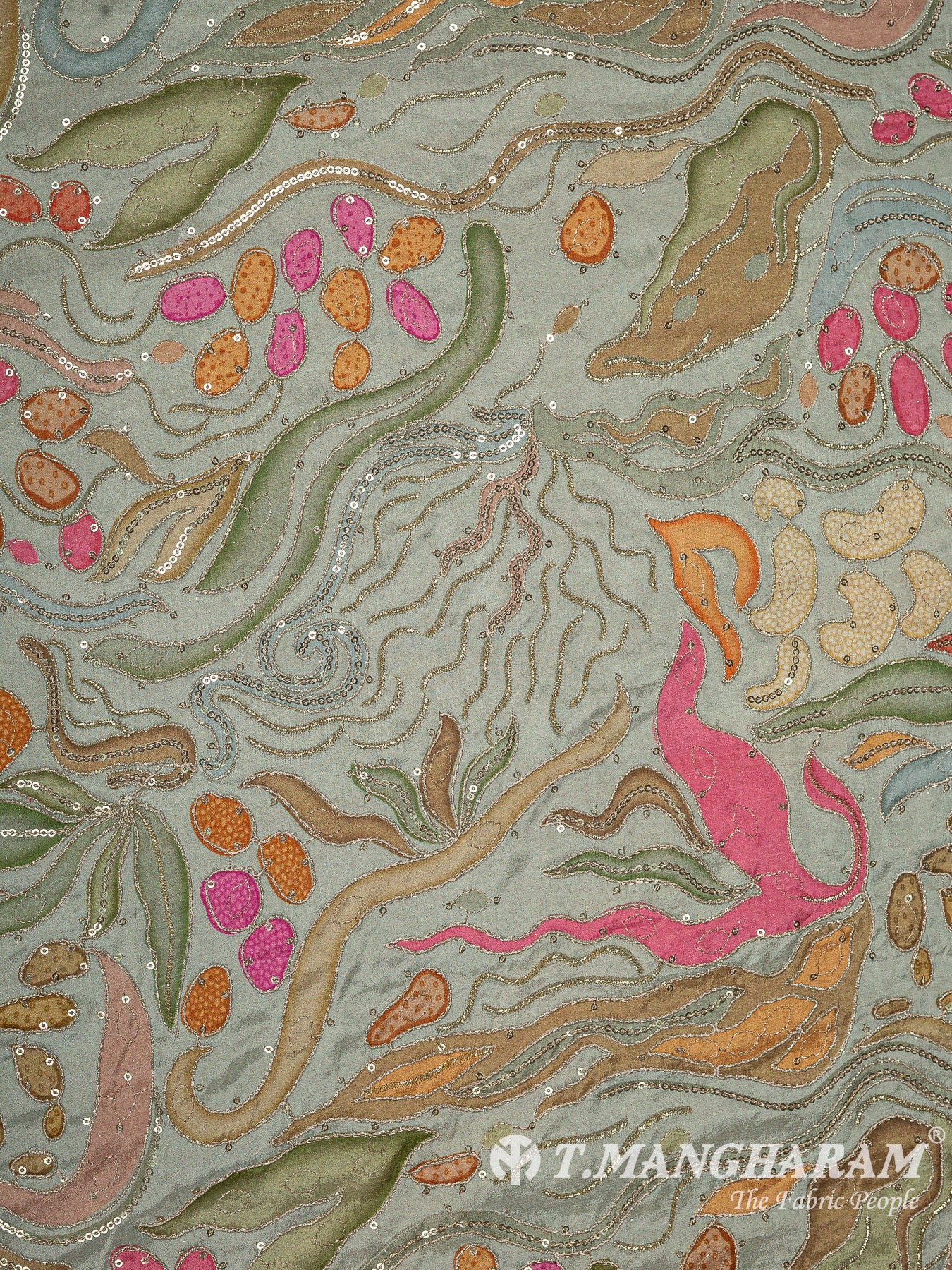 Green Crepe Embroidery Fabric - EB11164