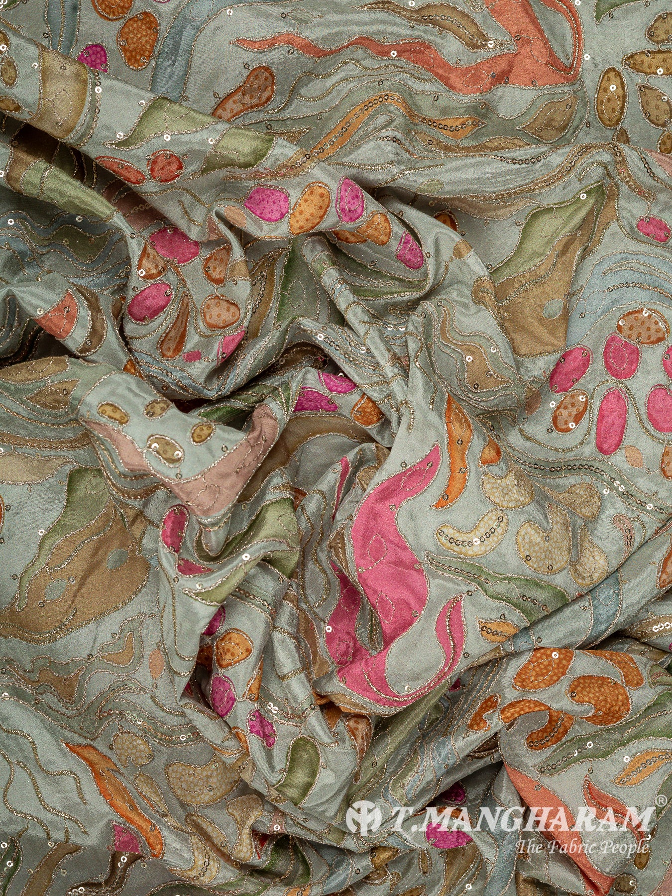 Green Crepe Embroidery Fabric - EB11164