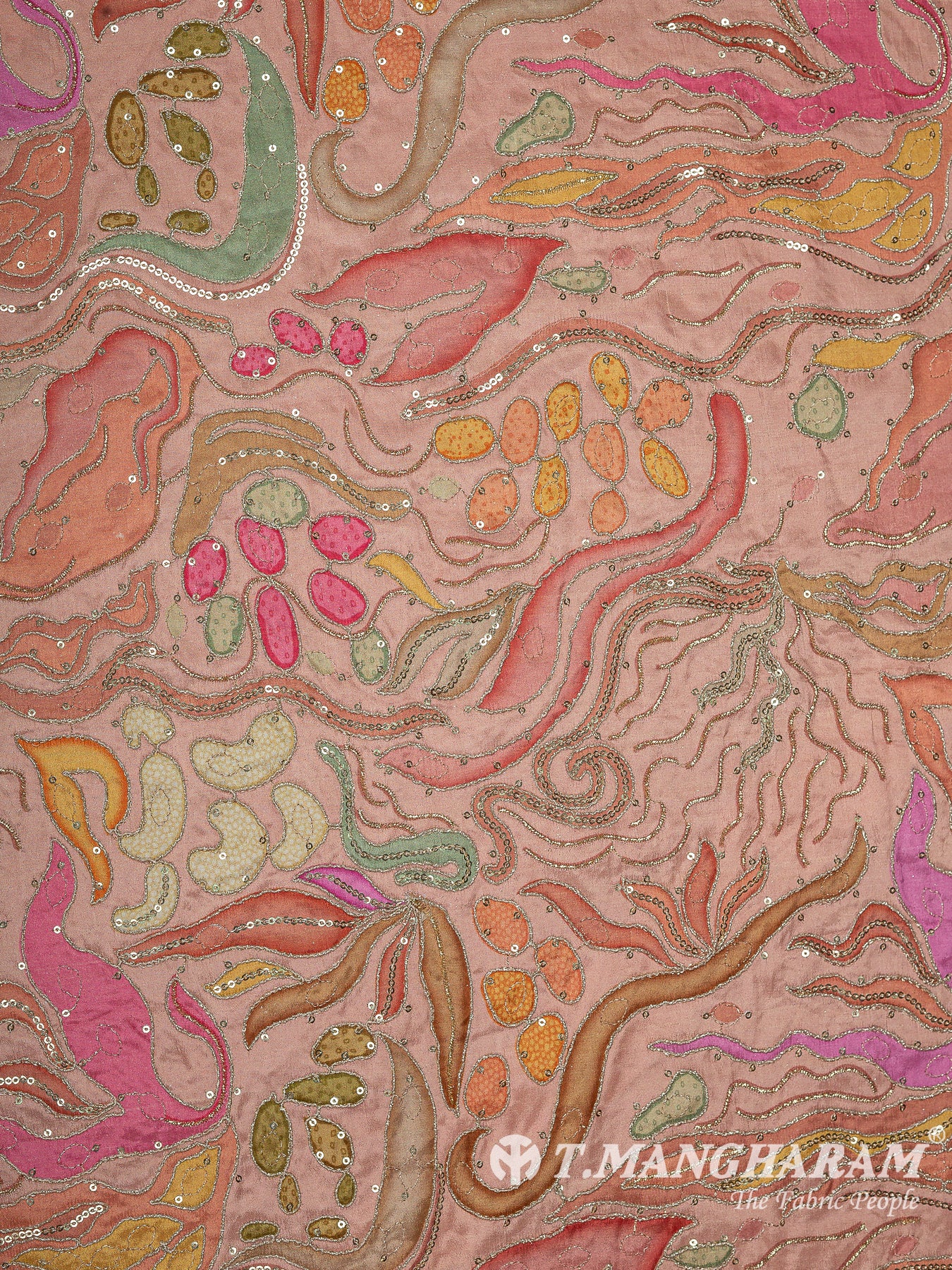 Peach Crepe Embroidery Fabric - EB11166