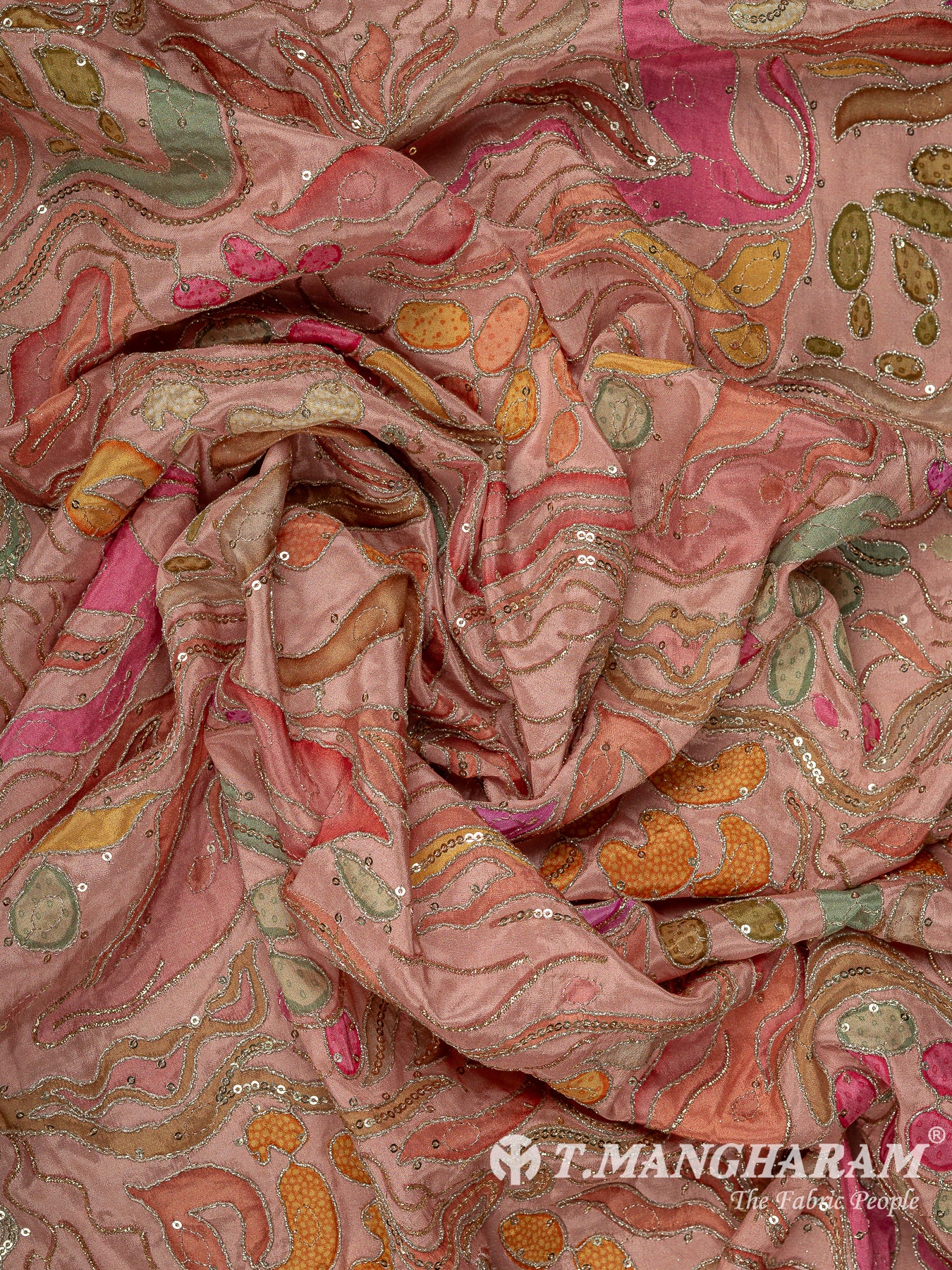 Peach Crepe Embroidery Fabric - EB11166