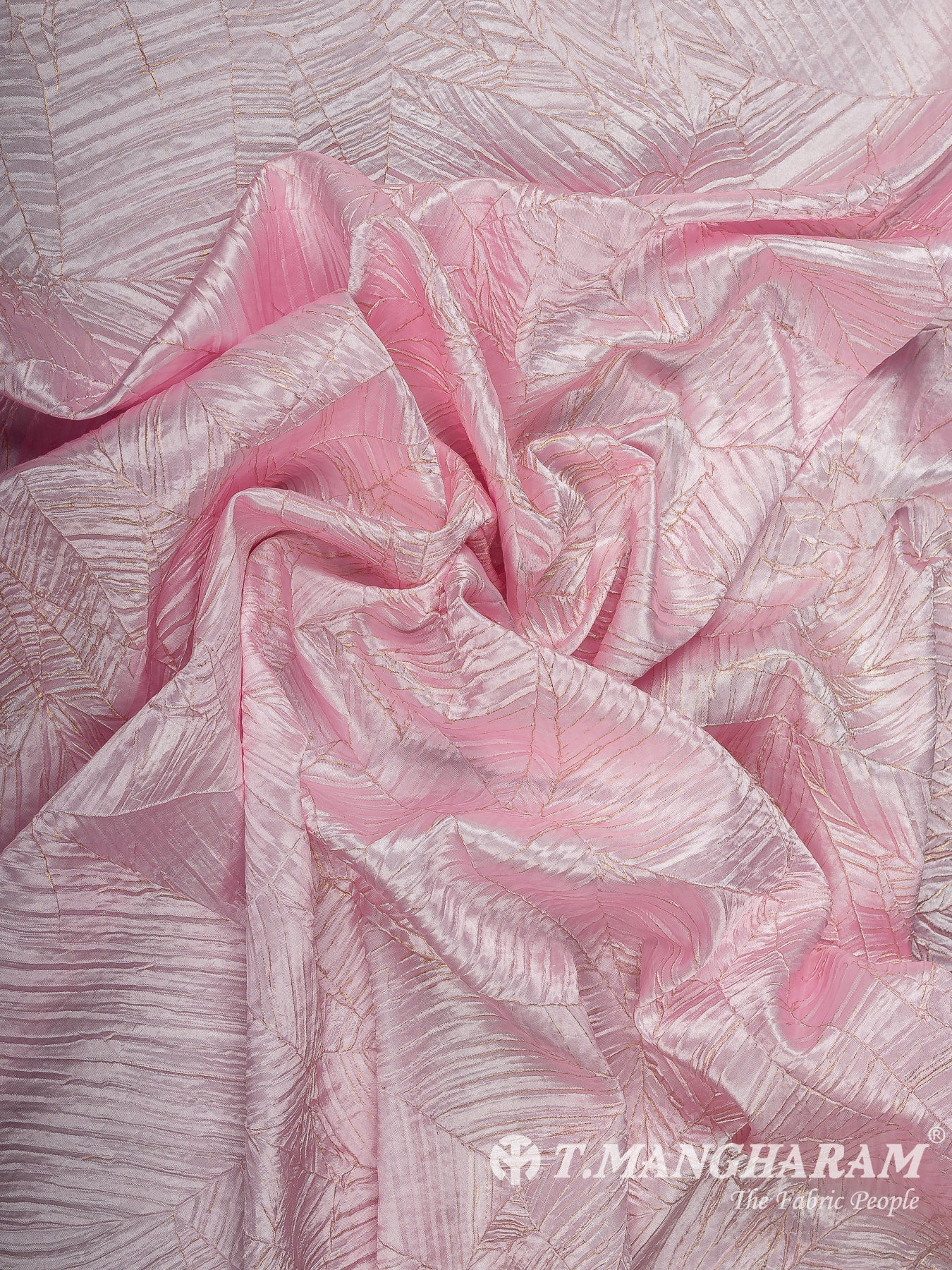 Pink Embossed Satin Fabric - EC15217