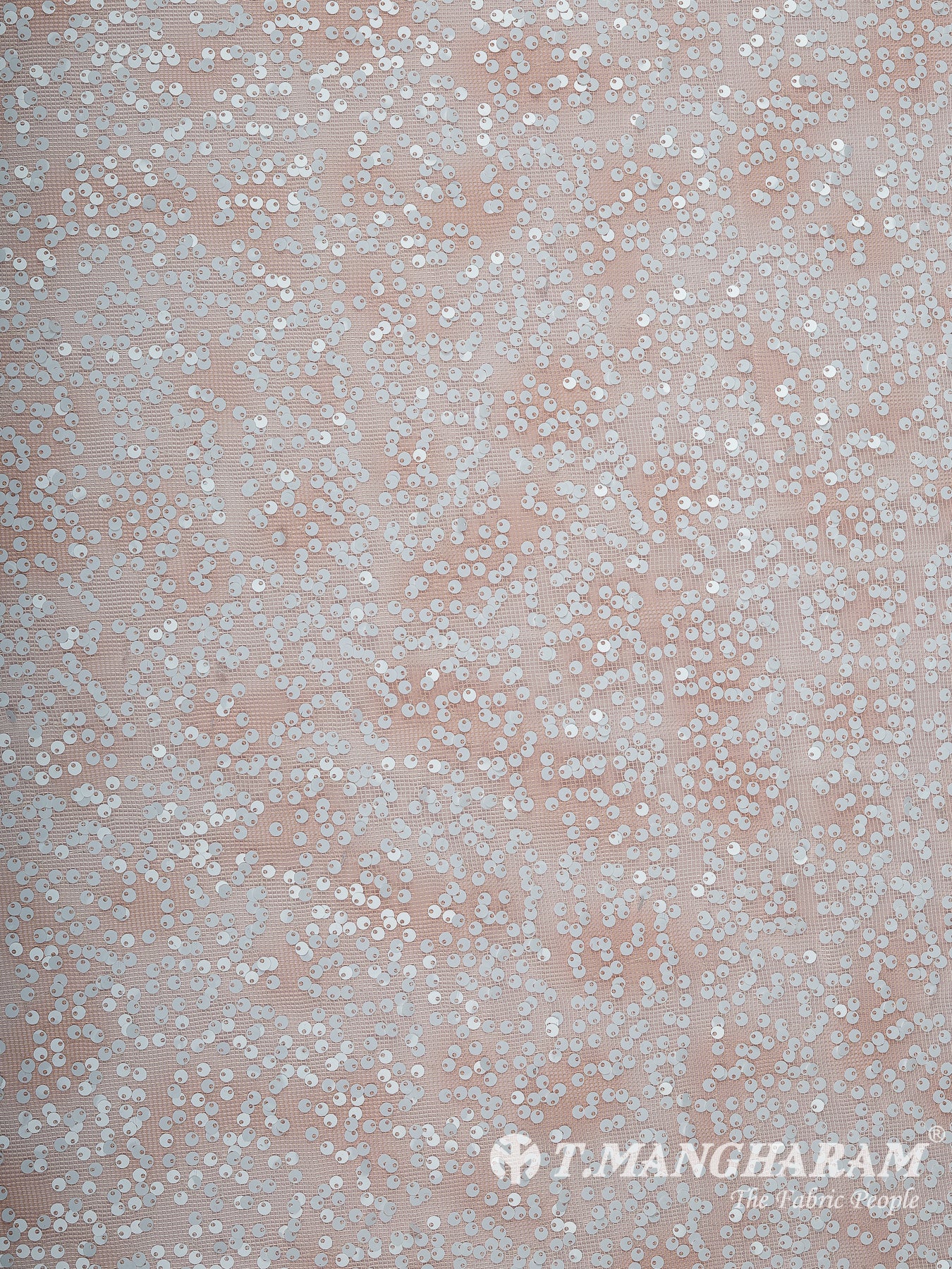 Peach Sequin Net Fabric - EC15070