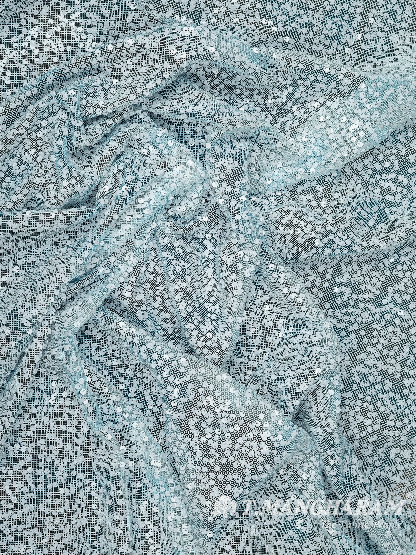 Blue Sequin Net Fabric - EC15068