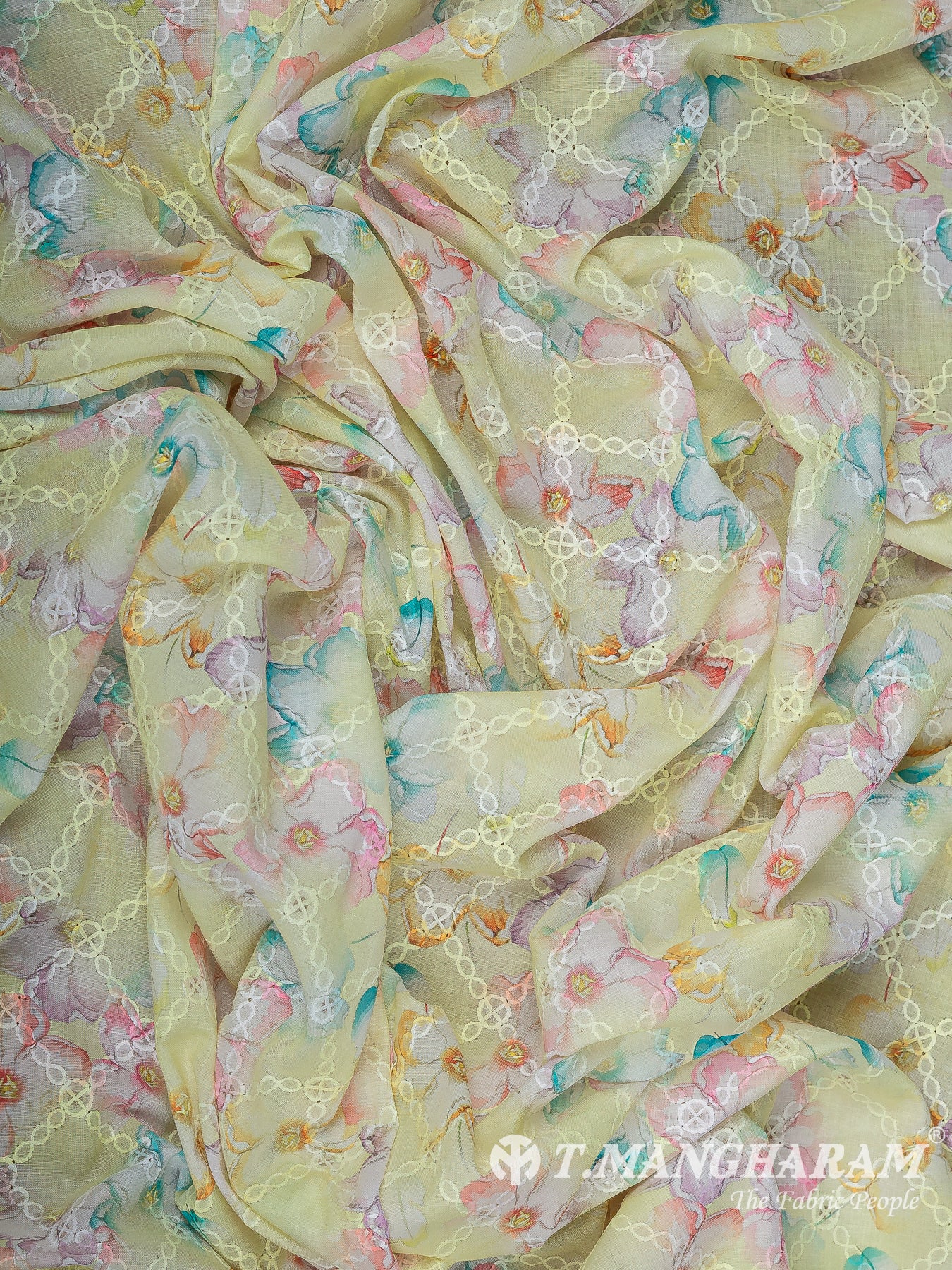 Yellow Cotton Embroidery Fabric - EB11376