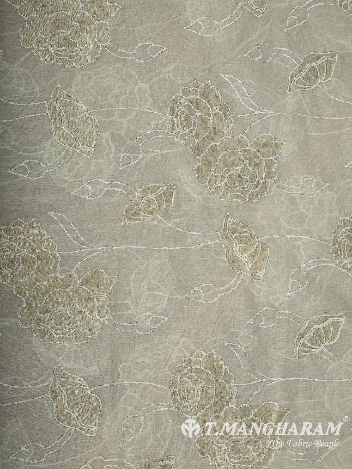 Cream Cotton Embroidery Fabric - EC14634