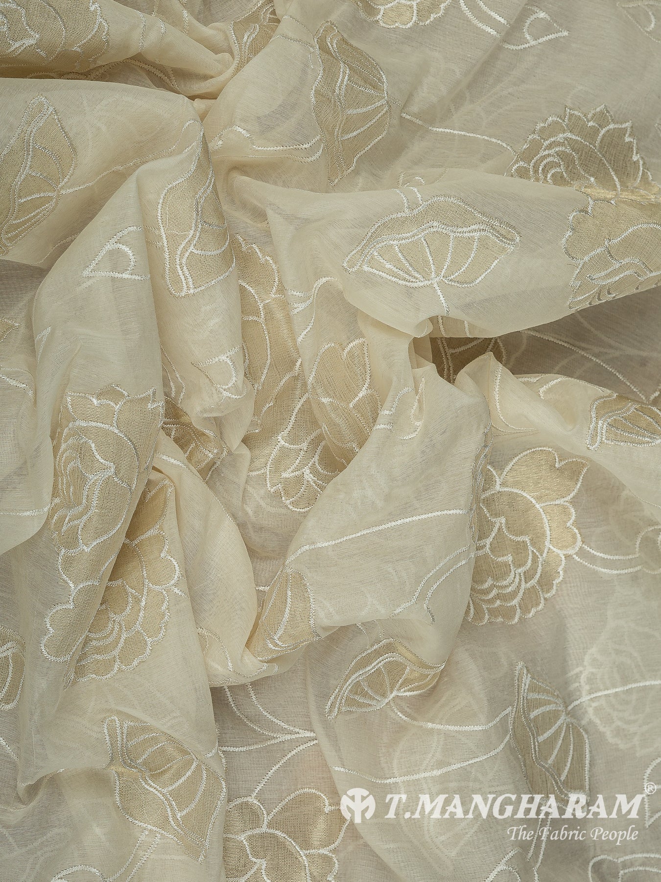 Cream Cotton Embroidery Fabric - EC14634