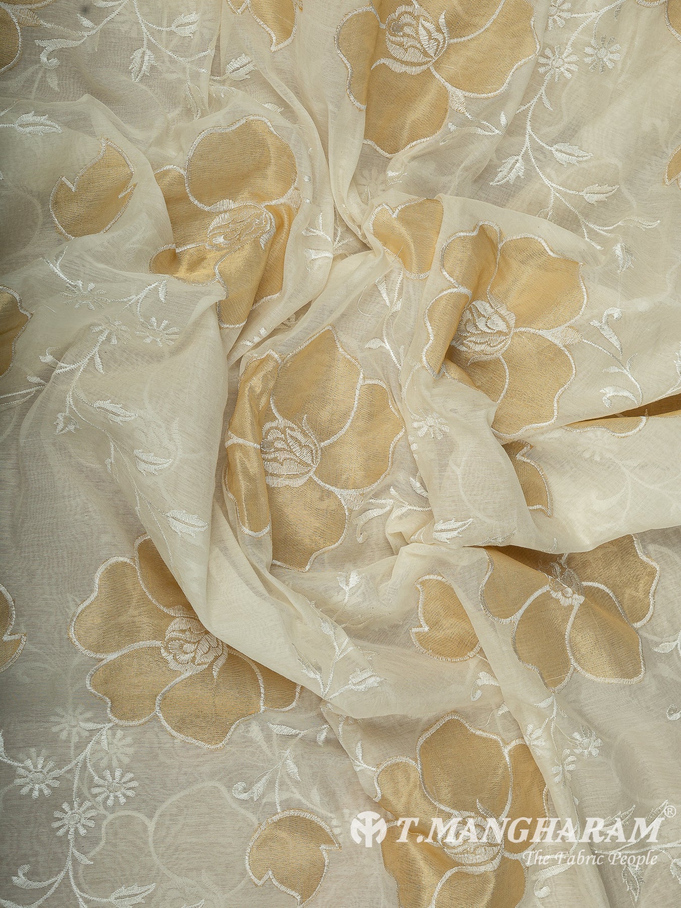 Cream Cotton Embroidery Fabric - EC14632