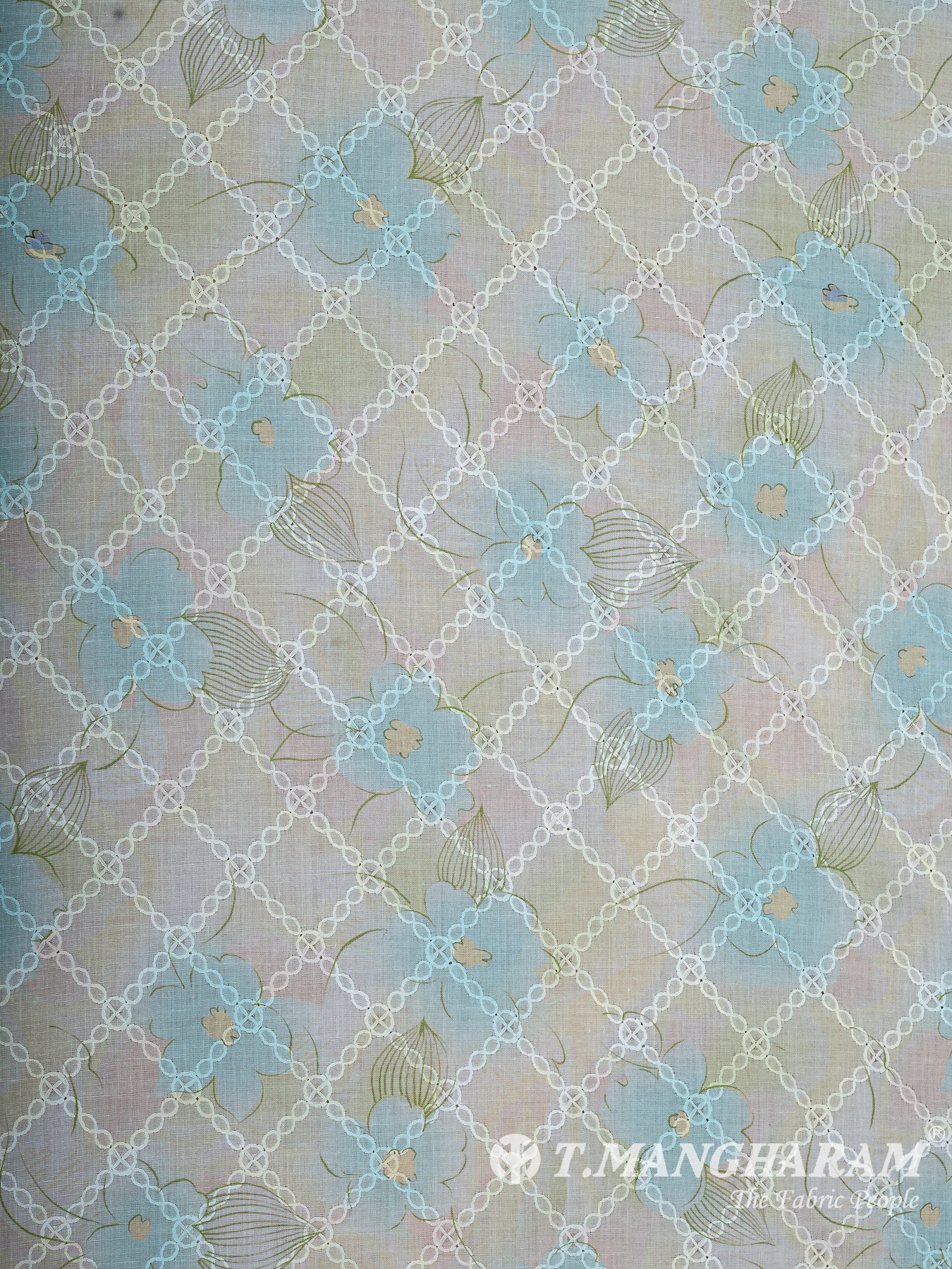 White Cotton Embroidery Fabric - EB11375