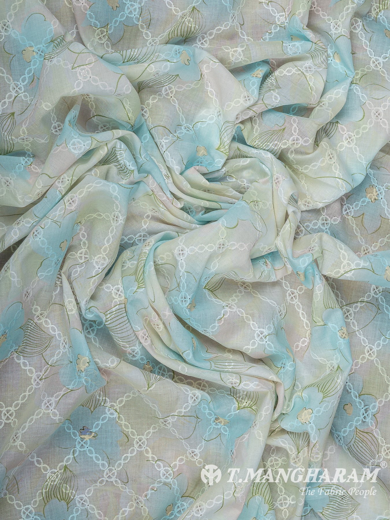 White Cotton Embroidery Fabric - EB11375