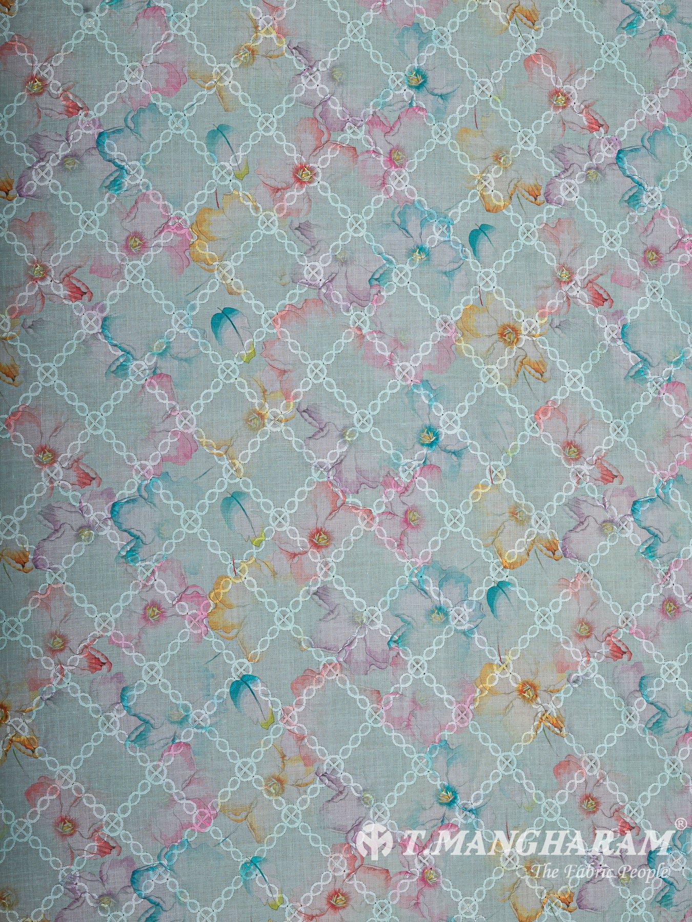 Blue Cotton Embroidery Fabric - EB11374