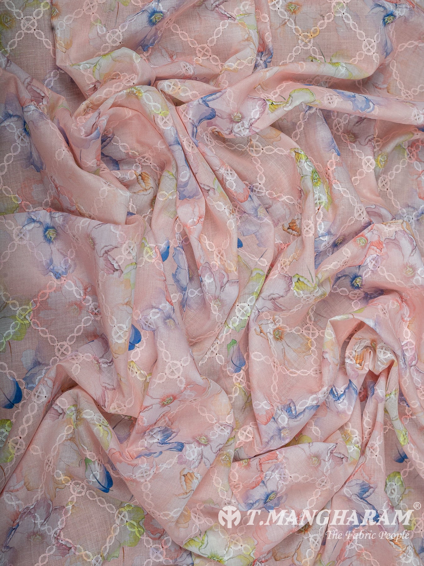 Peach Cotton Embroidery Fabric - EB11380