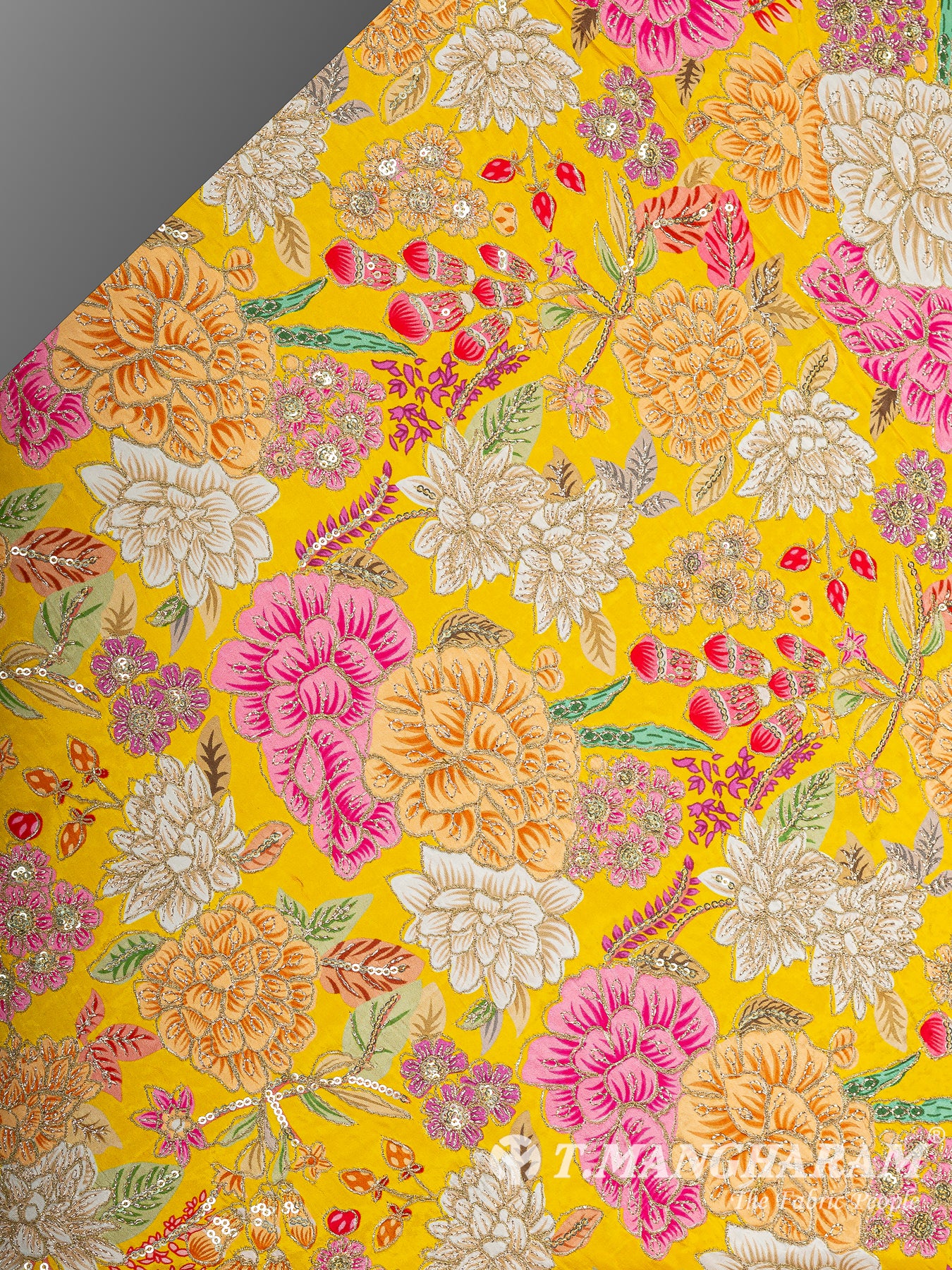 Yellow Crepe Embroidery Fabric - EC14927