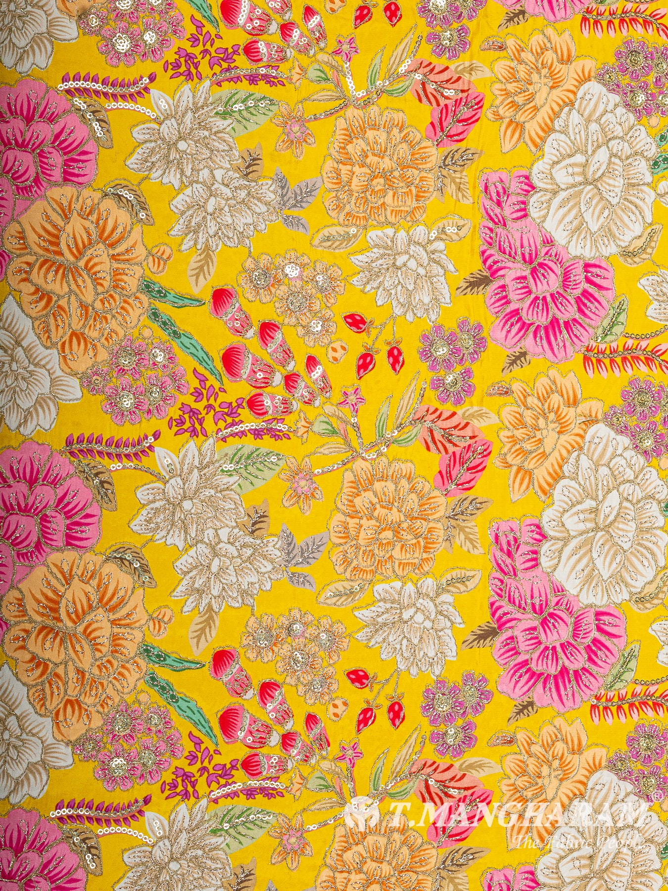 Yellow Crepe Embroidery Fabric - EC14927