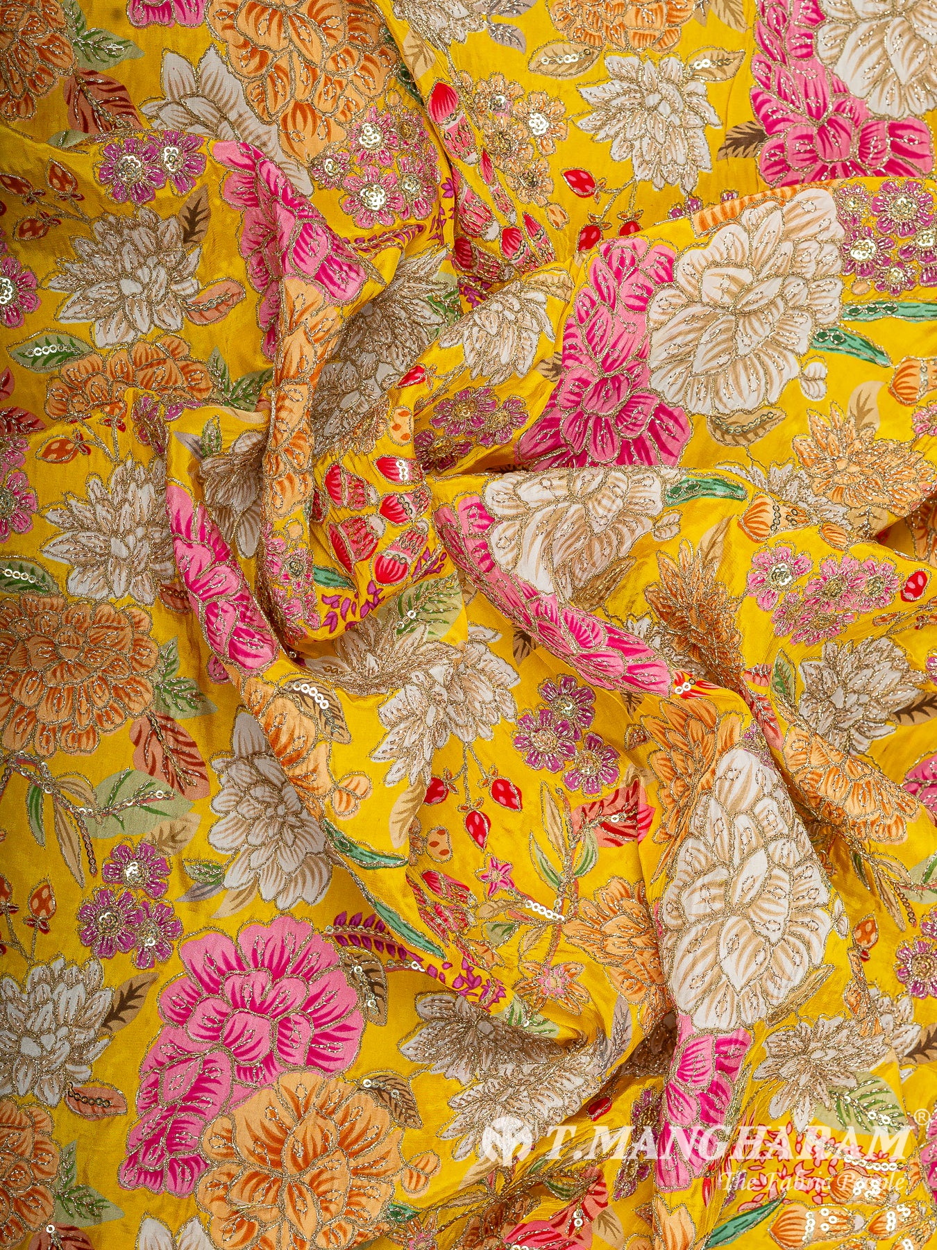 Yellow Crepe Embroidery Fabric - EC14927