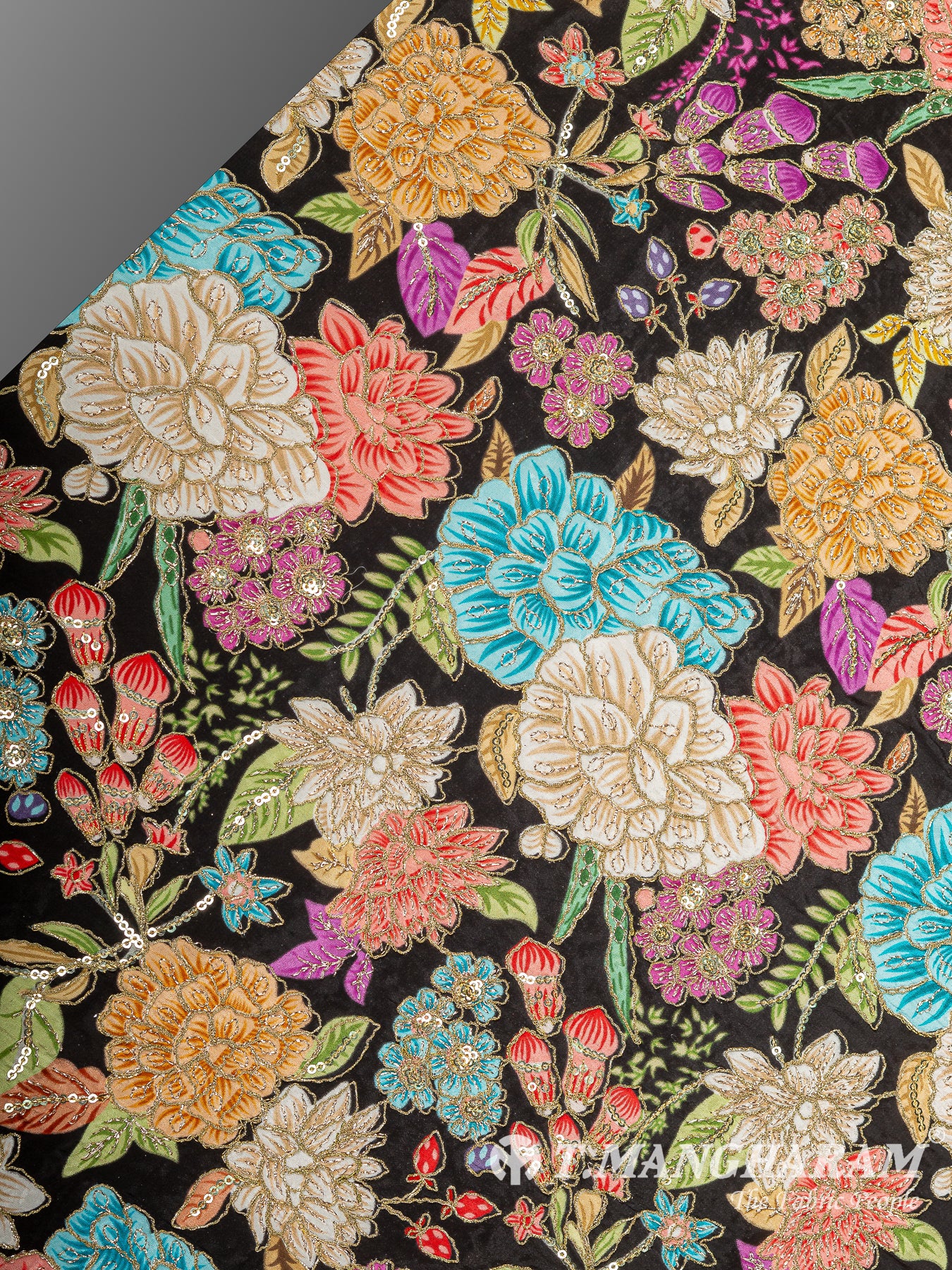 Black Crepe Embroidery Fabric - EC14926