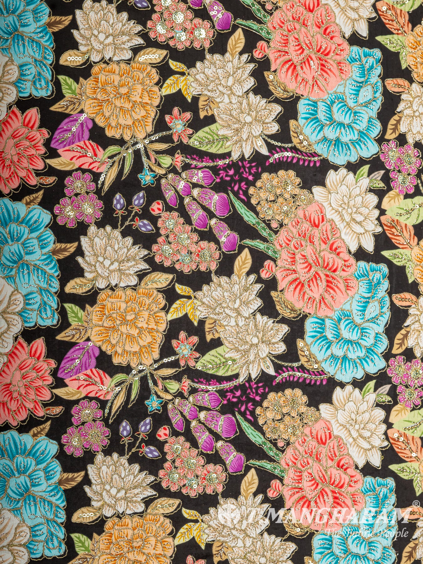 Black Crepe Embroidery Fabric - EC14926