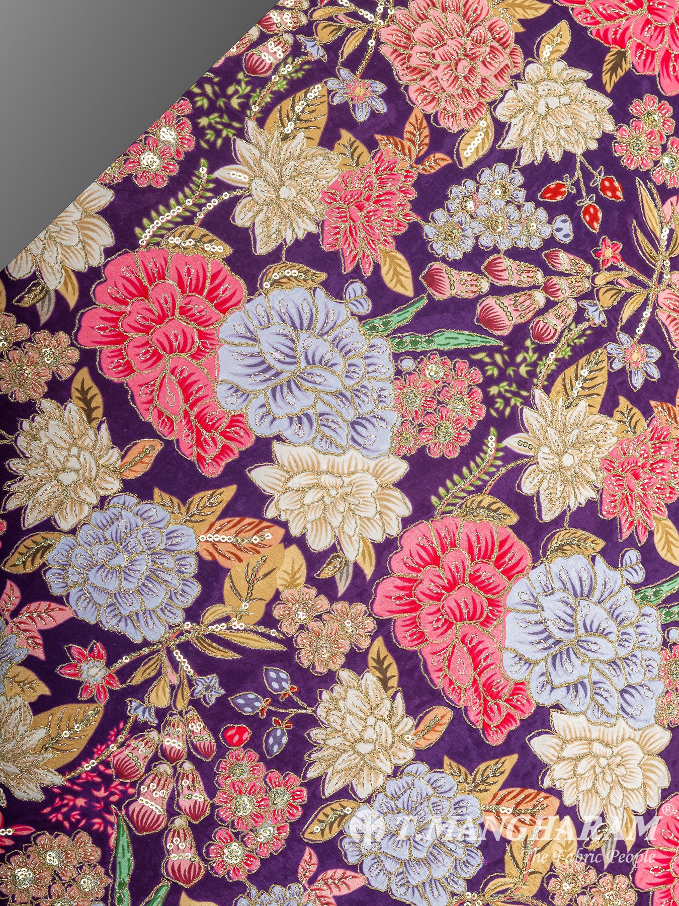 Purple Crepe Embroidery Fabric - EC14930