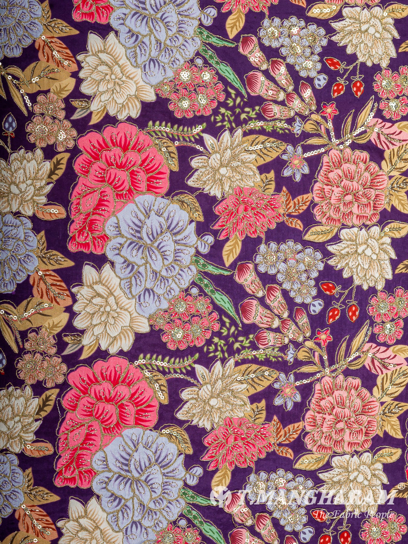 Purple Crepe Embroidery Fabric - EC14930