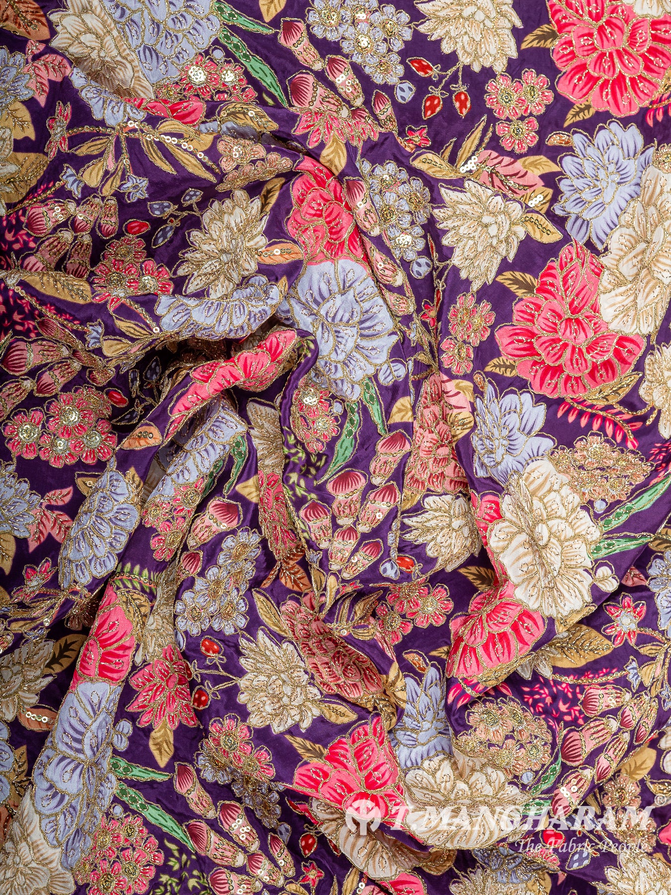 Purple Crepe Embroidery Fabric - EC14930