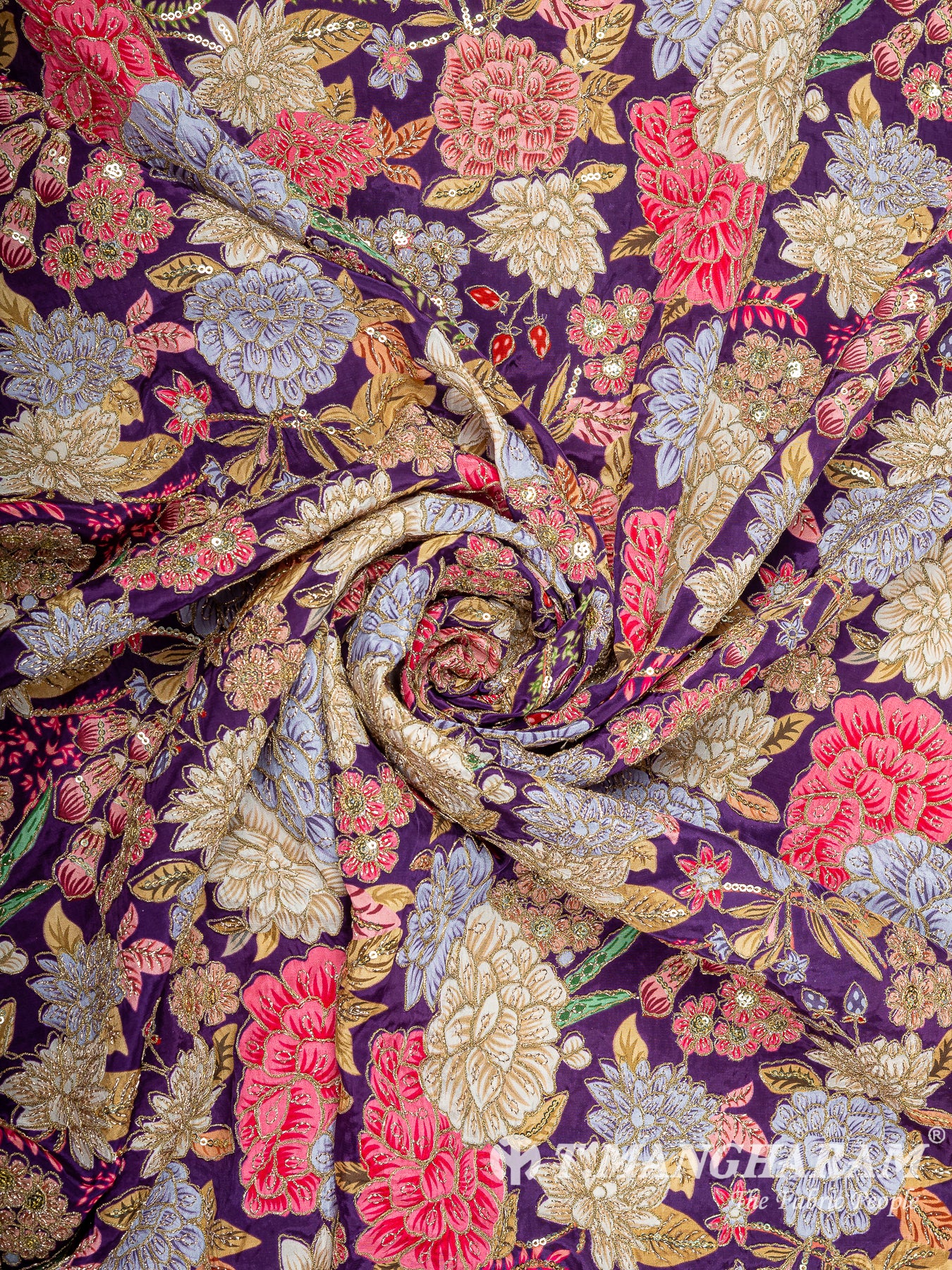 Purple Crepe Embroidery Fabric - EC14930