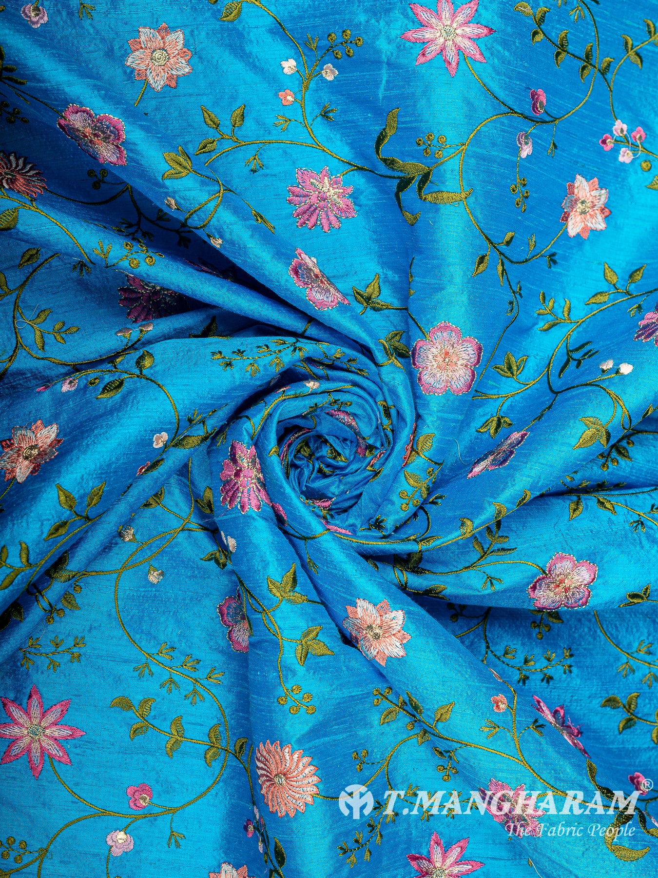 Blue Raw Silk Fabric - EB11311