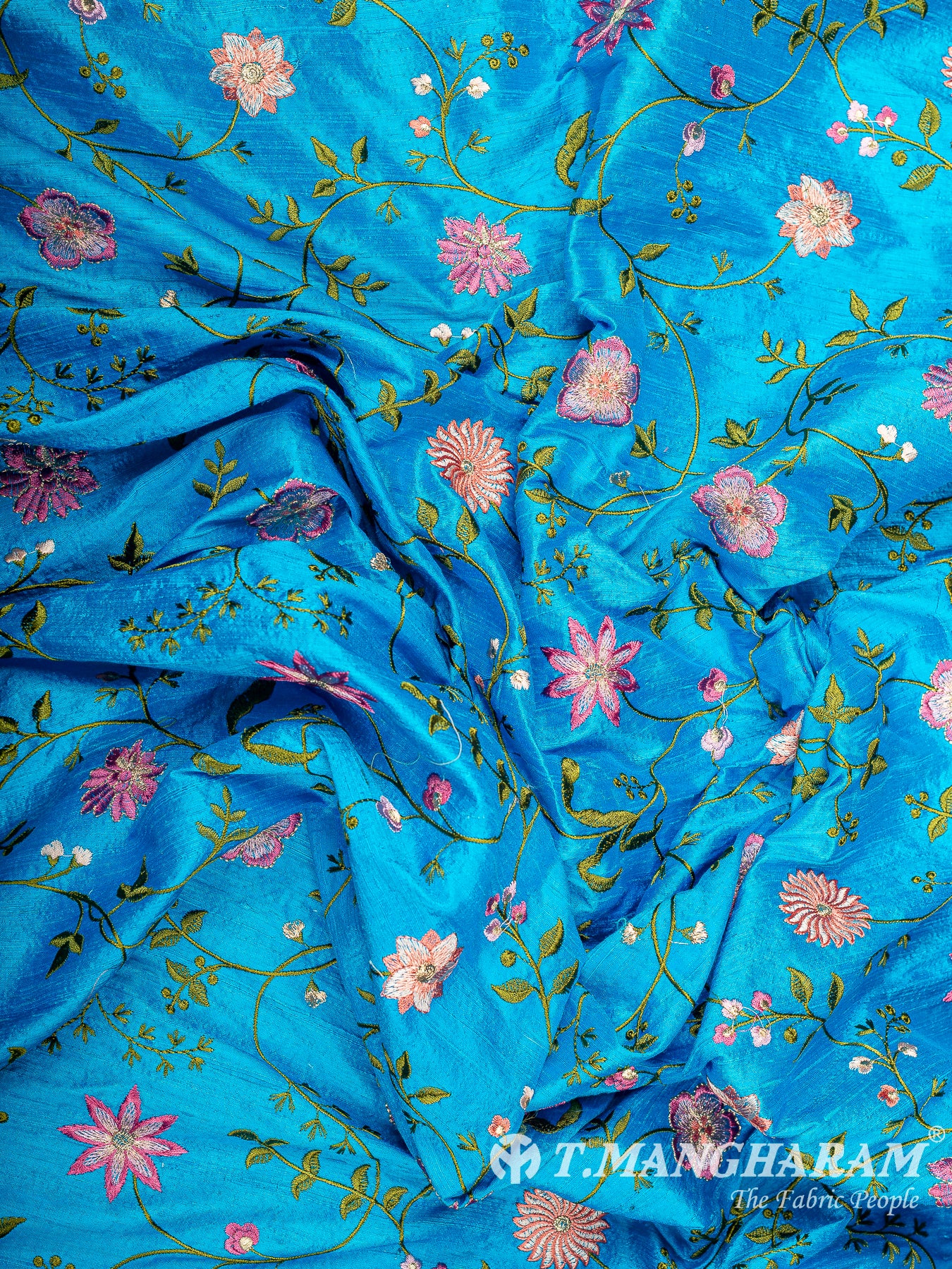 Blue Raw Silk Fabric - EB11311