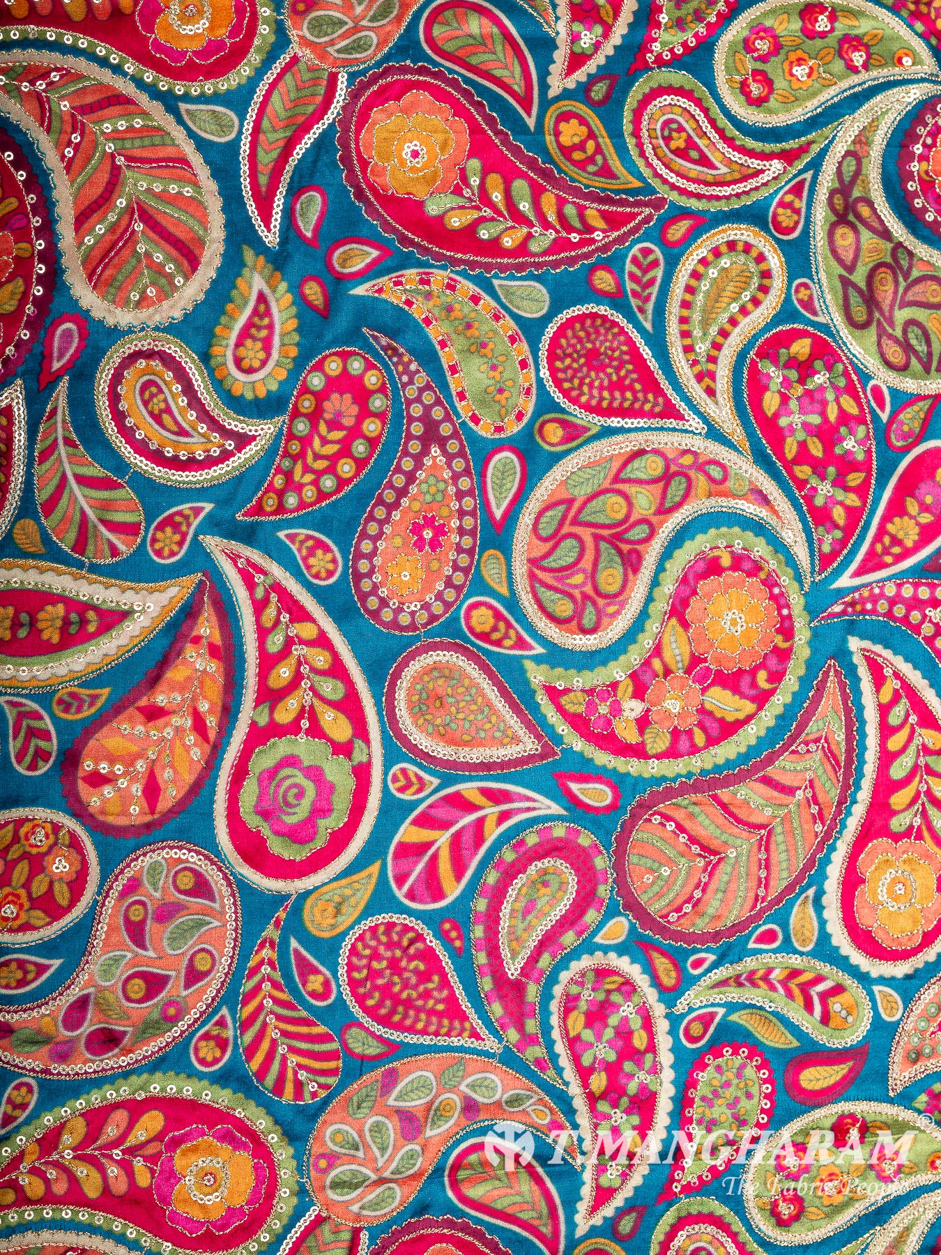 Blue Crepe Embroidery Fabric - EC14590