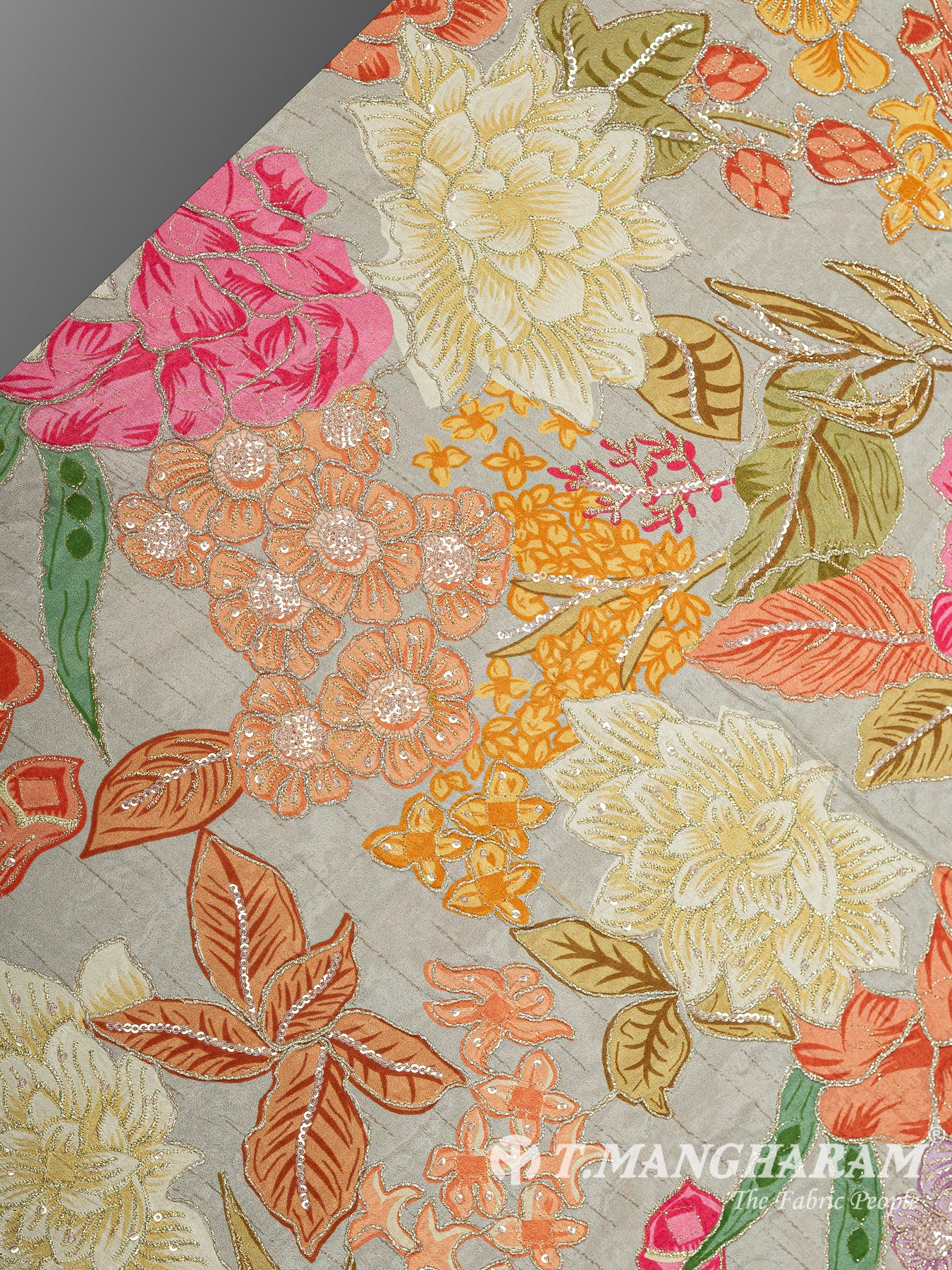 Beige Crepe Embroidery Fabric - EC15122