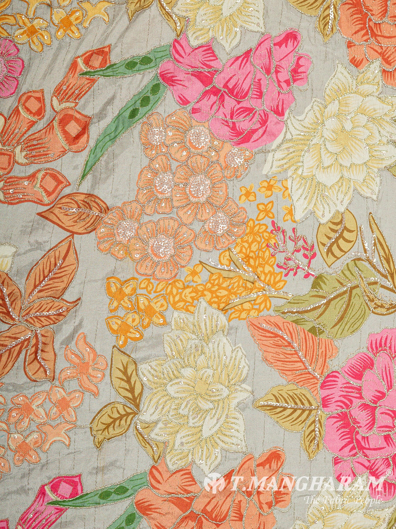 Beige Crepe Embroidery Fabric - EC15122