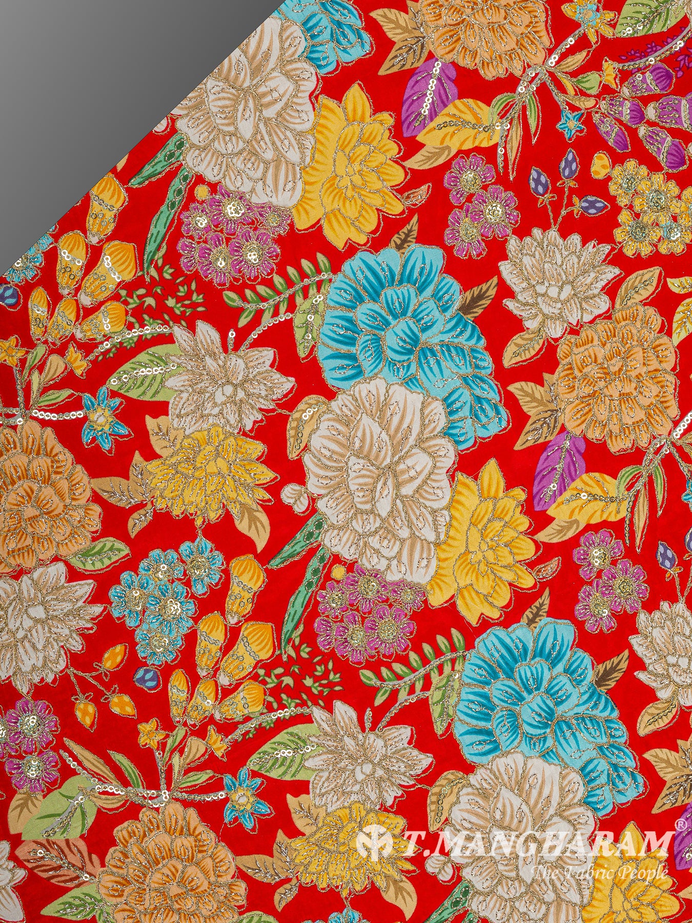 Red Crepe Embroidery Fabric - EC14929