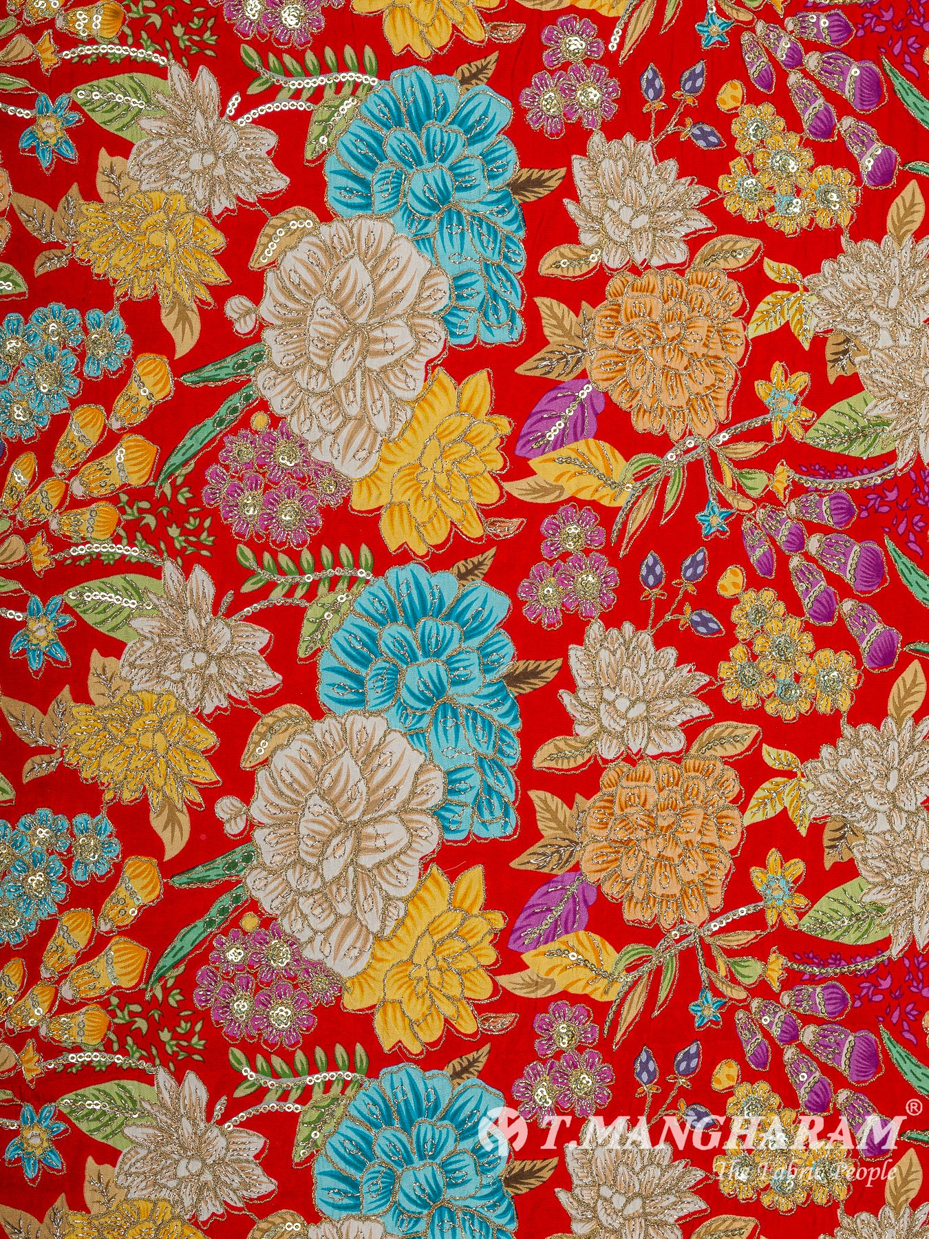 Red Crepe Embroidery Fabric - EC14929