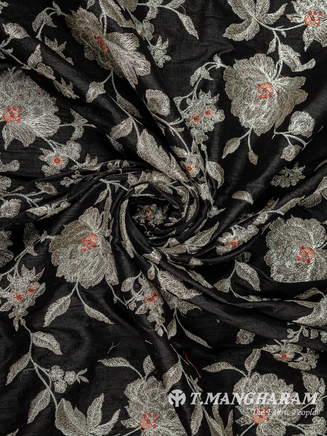 Black Raw Silk Fabric - EB11313