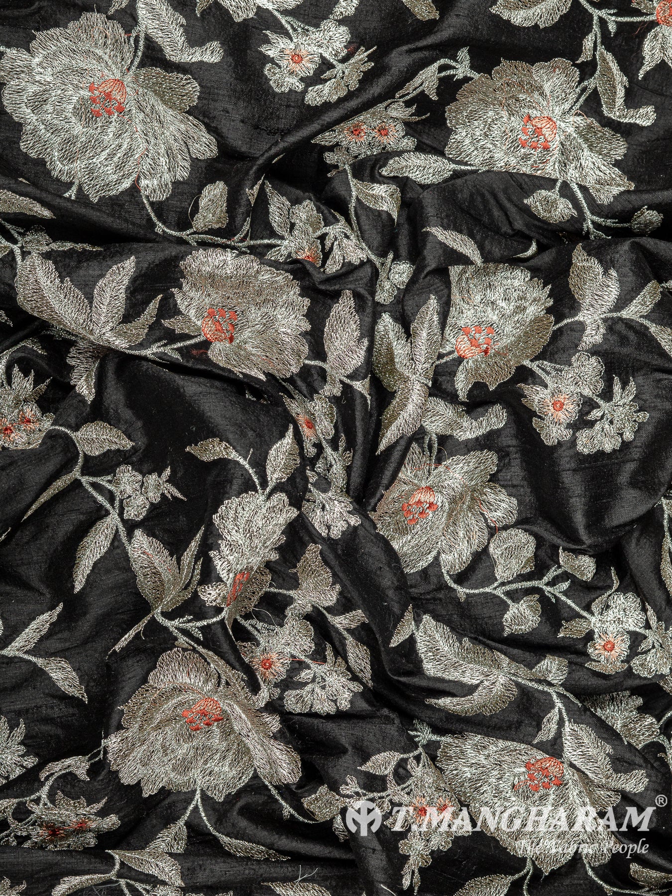 Black Raw Silk Fabric - EB11313