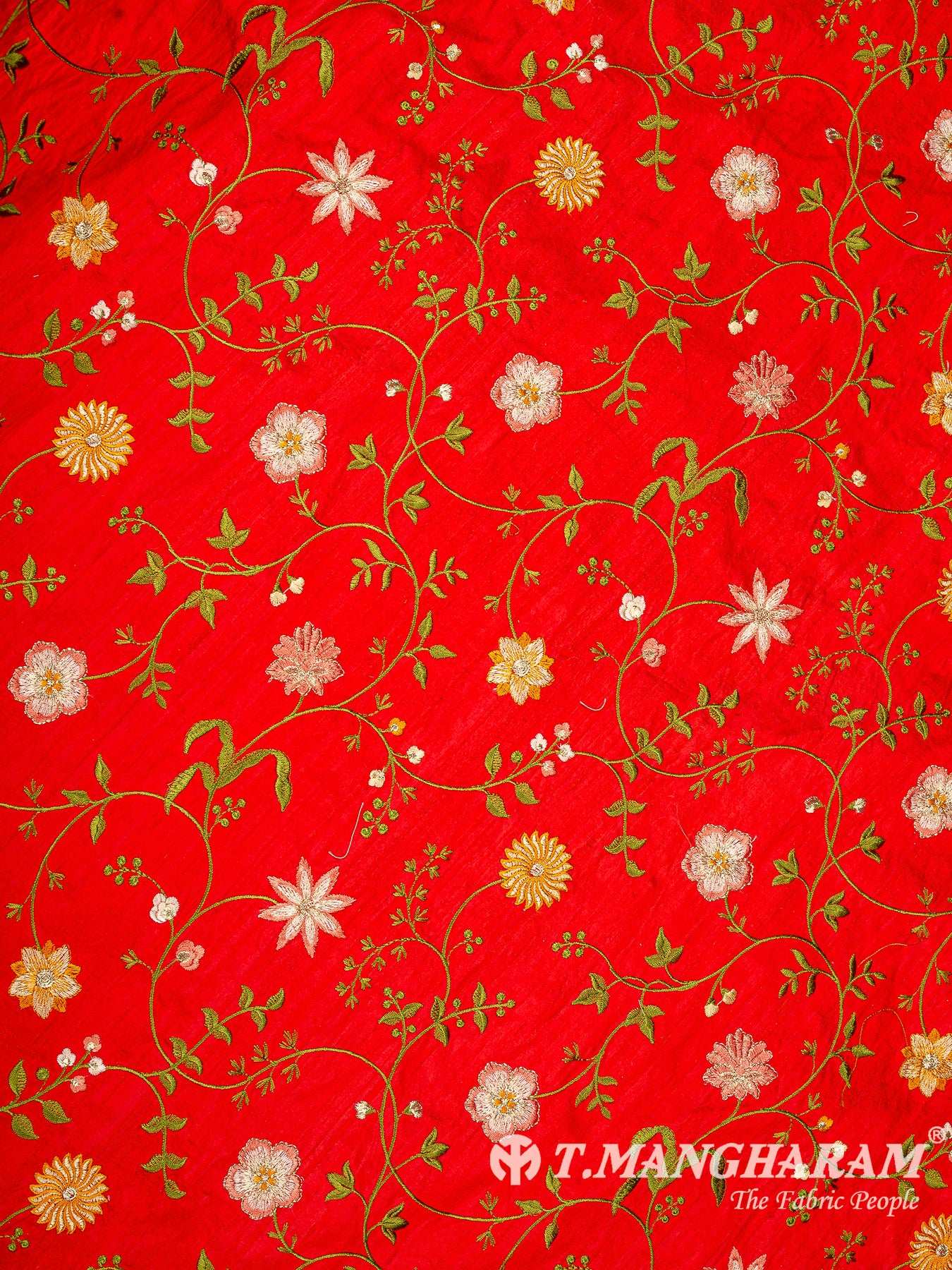 Red Raw Silk Fabric - EB11312