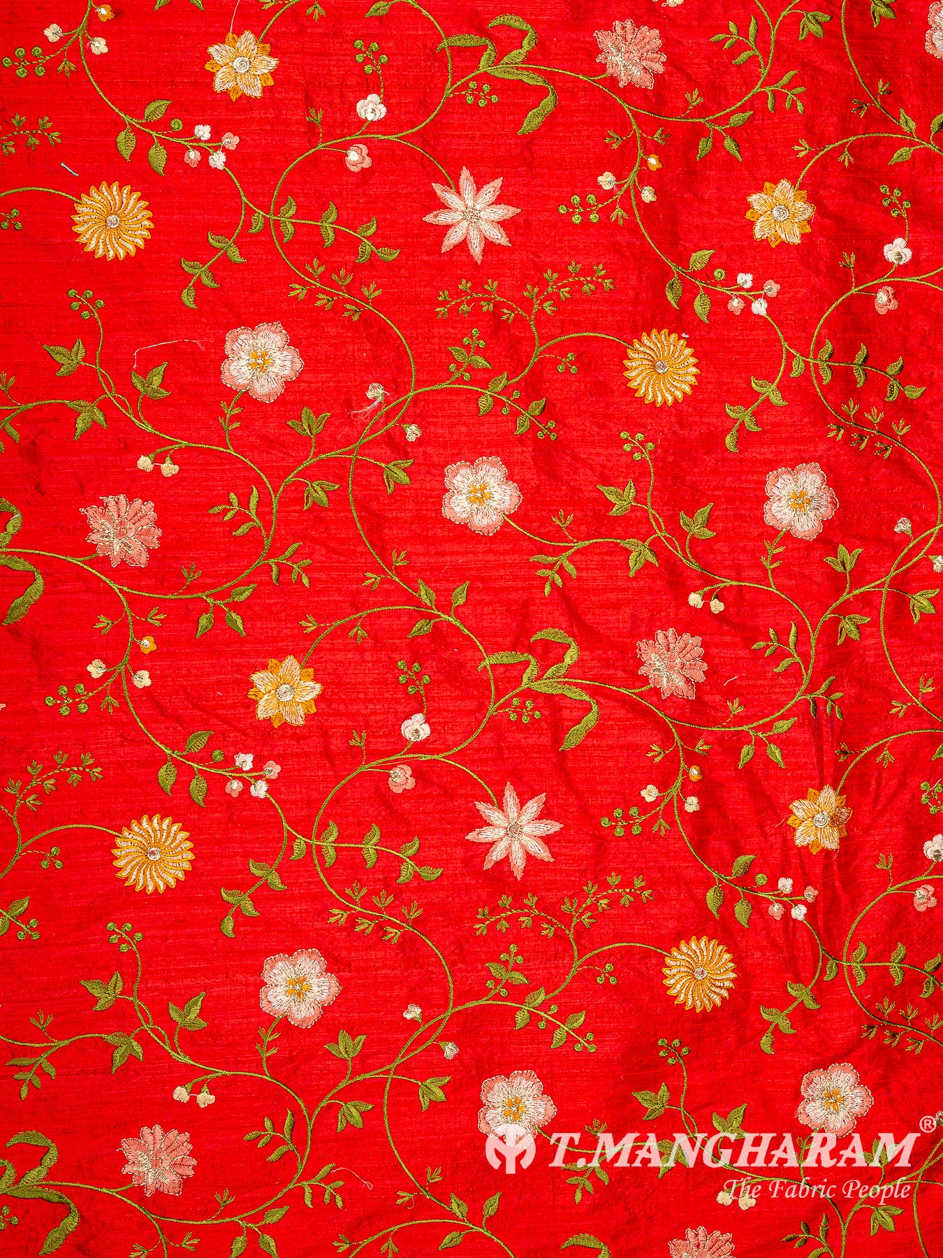 Red Raw Silk Fabric - EB11312