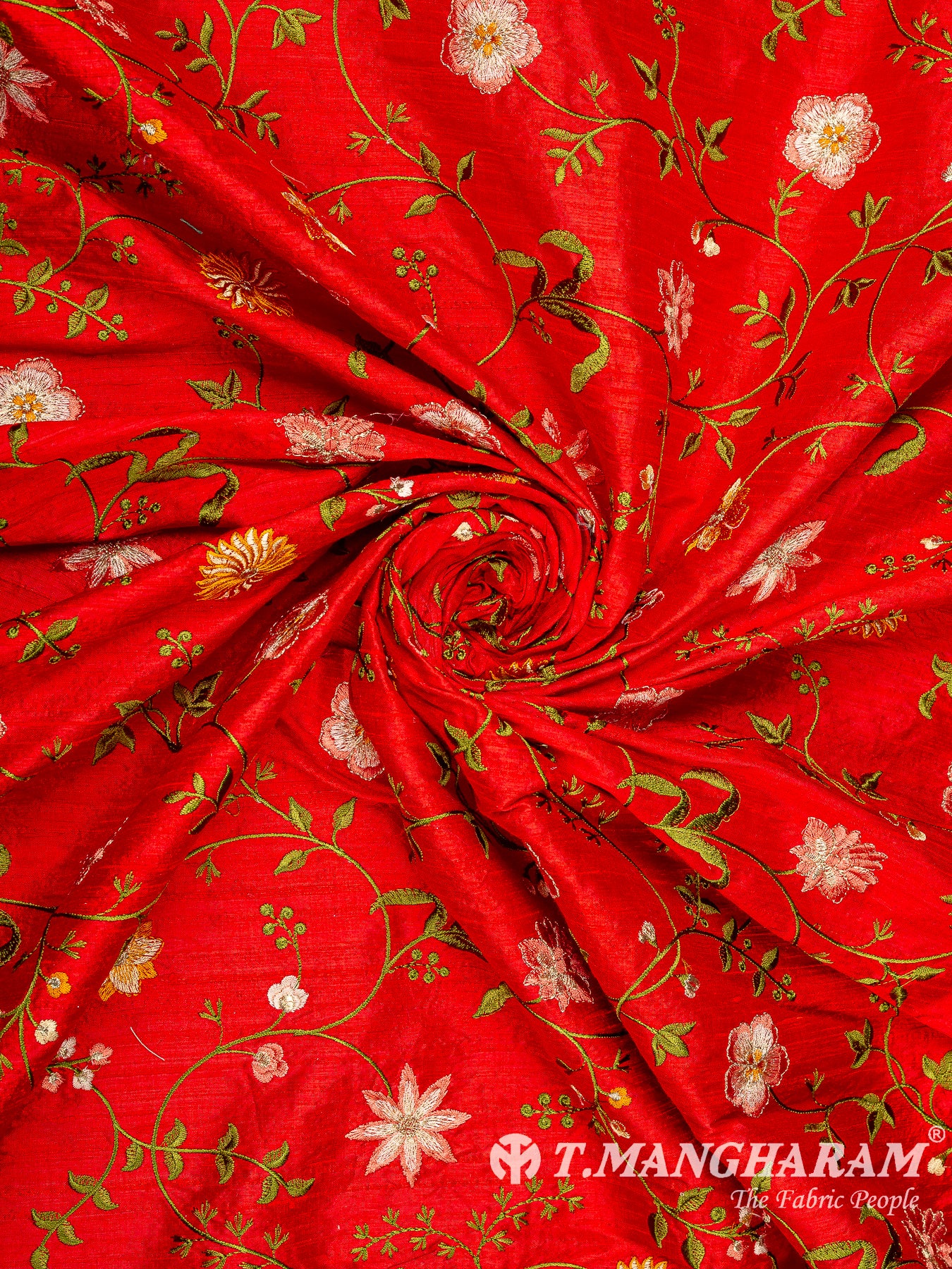 Red Raw Silk Fabric - EB11312