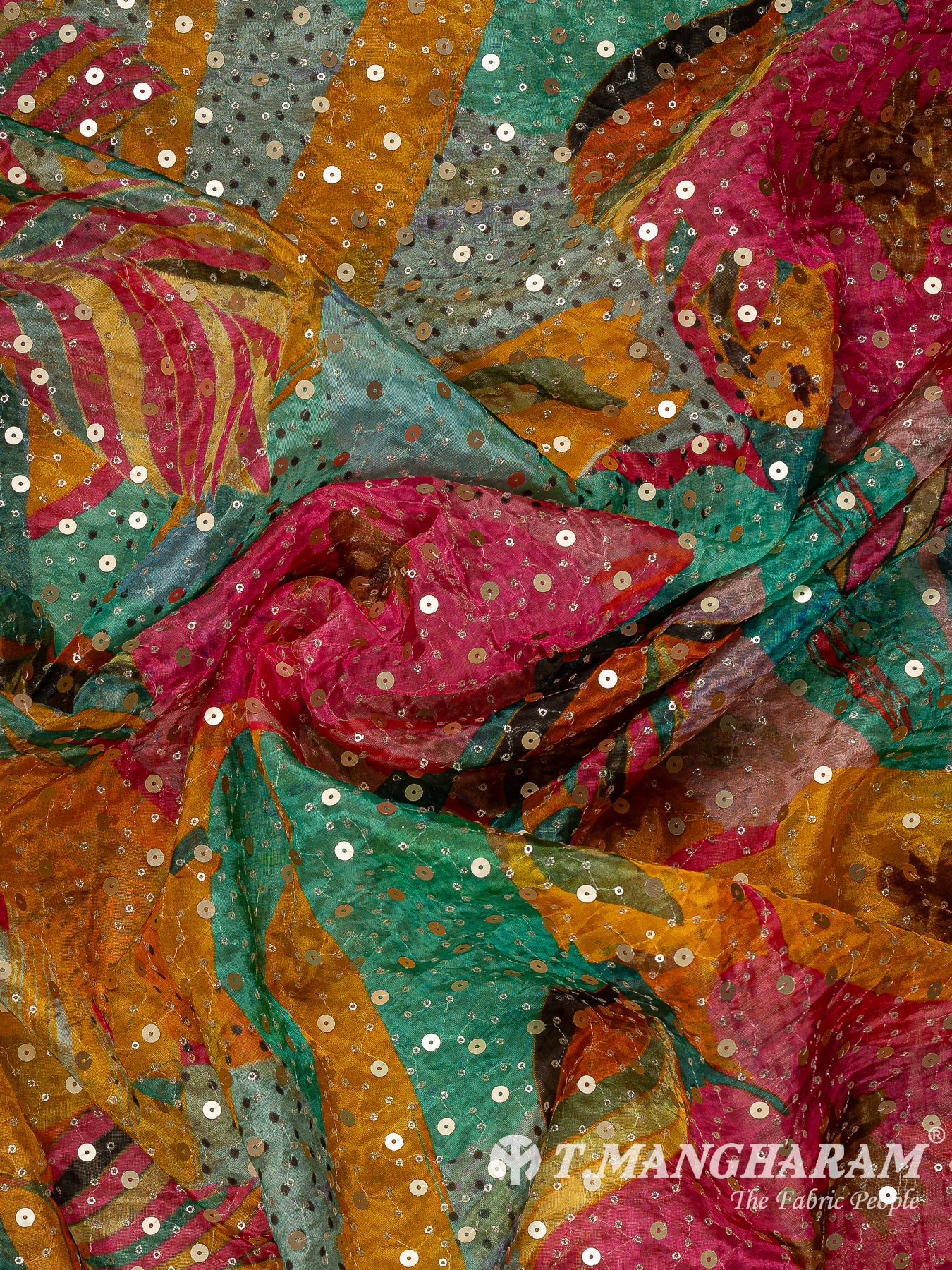 Multicolor Chinon Silk Fabric - EB11343