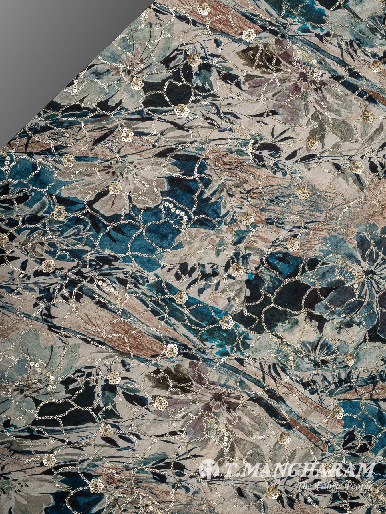 Blue Chinon Silk Fabric - EB11338