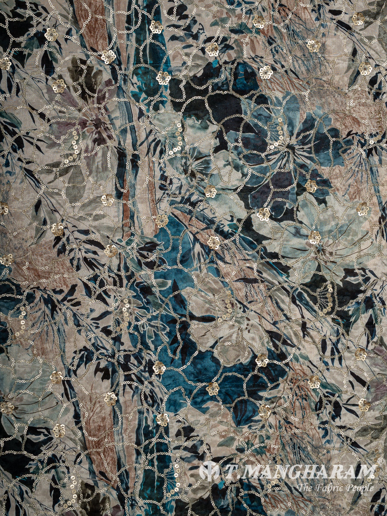 Blue Chinon Silk Fabric - EB11338