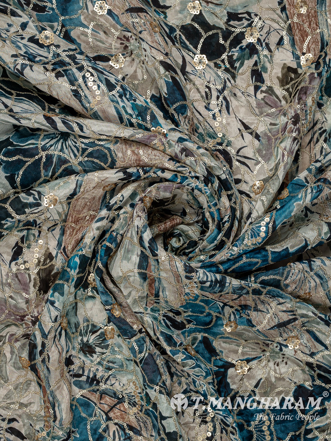 Blue Chinon Silk Fabric - EB11338