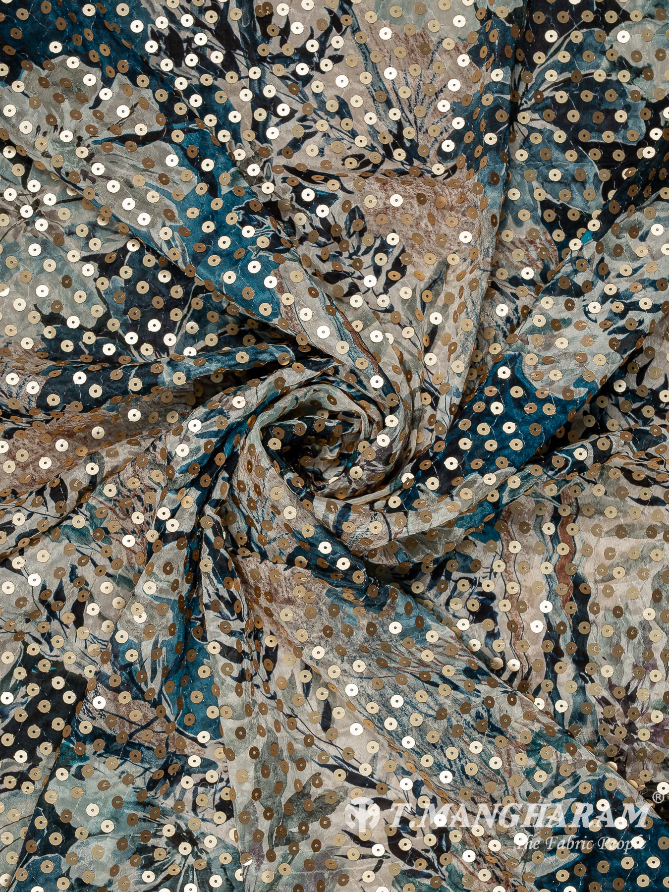 Blue Chinon Silk Fabric - EB11335