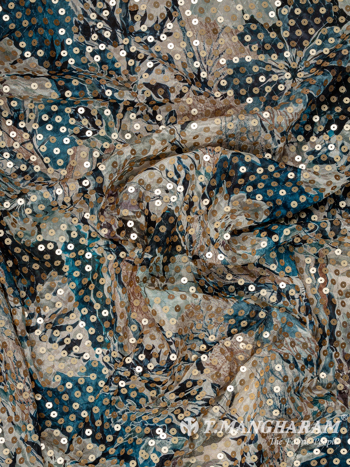 Blue Chinon Silk Fabric - EB11335