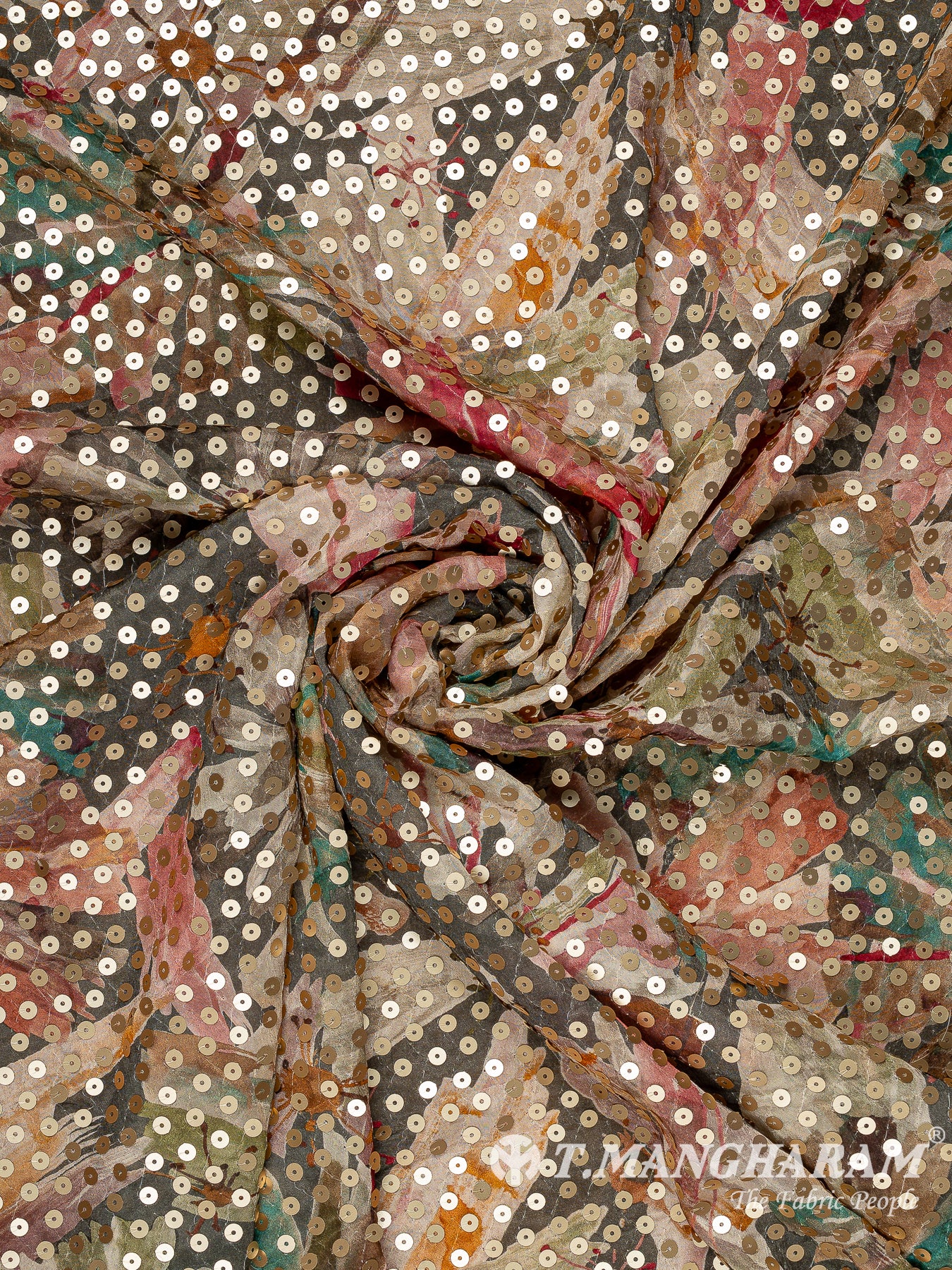 Green Chinon Silk Fabric - EB11334